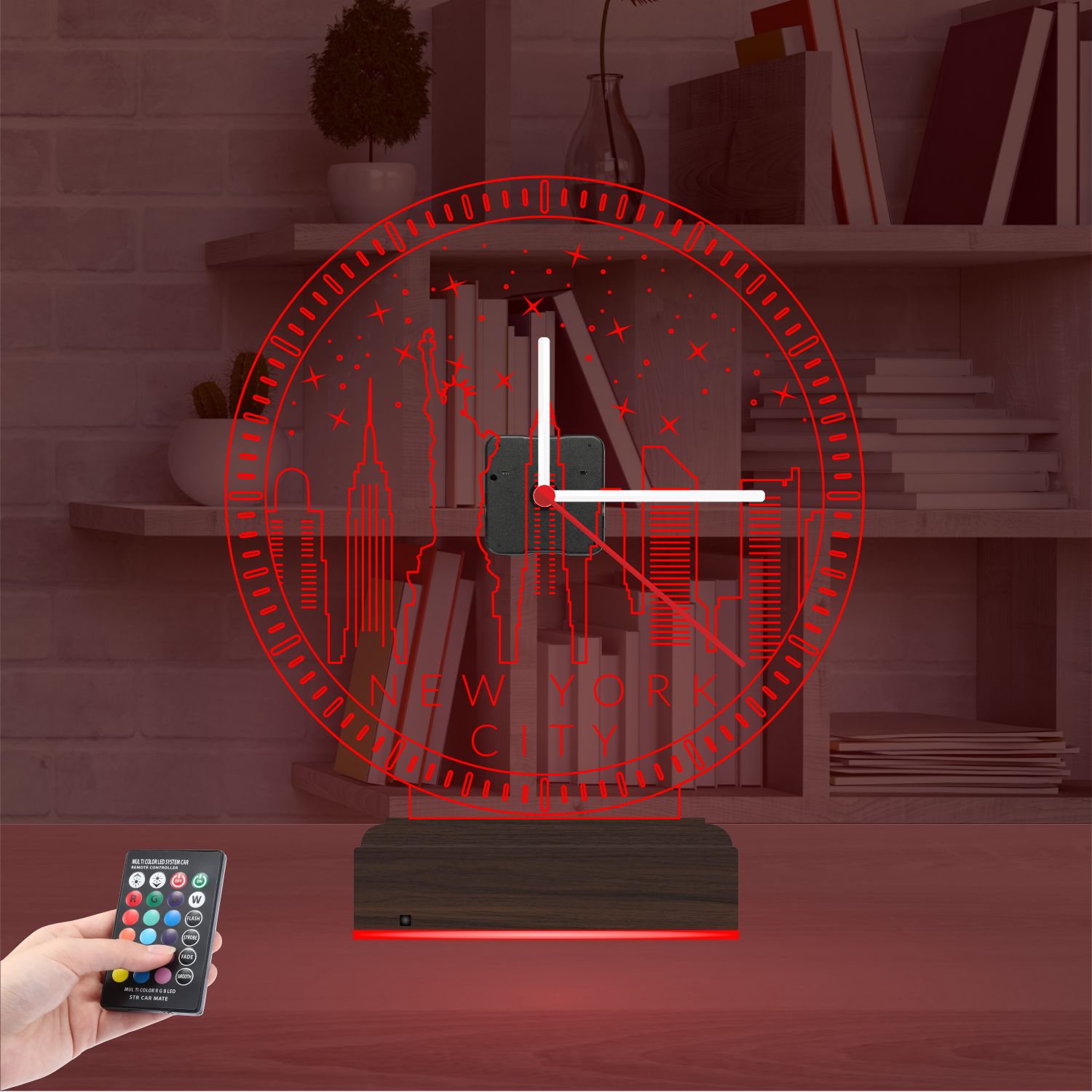 Именной 3D-светильник с часами «Панорама Нью-Йорка» 4