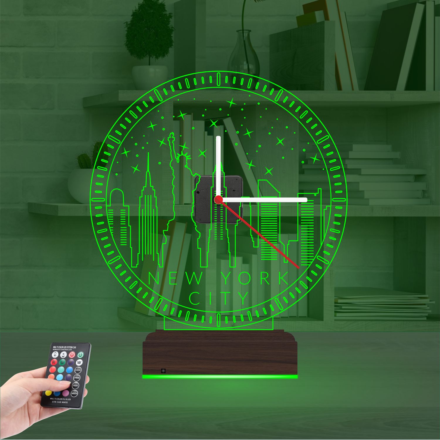 Именной 3D-светильник с часами «Панорама Нью-Йорка» 5