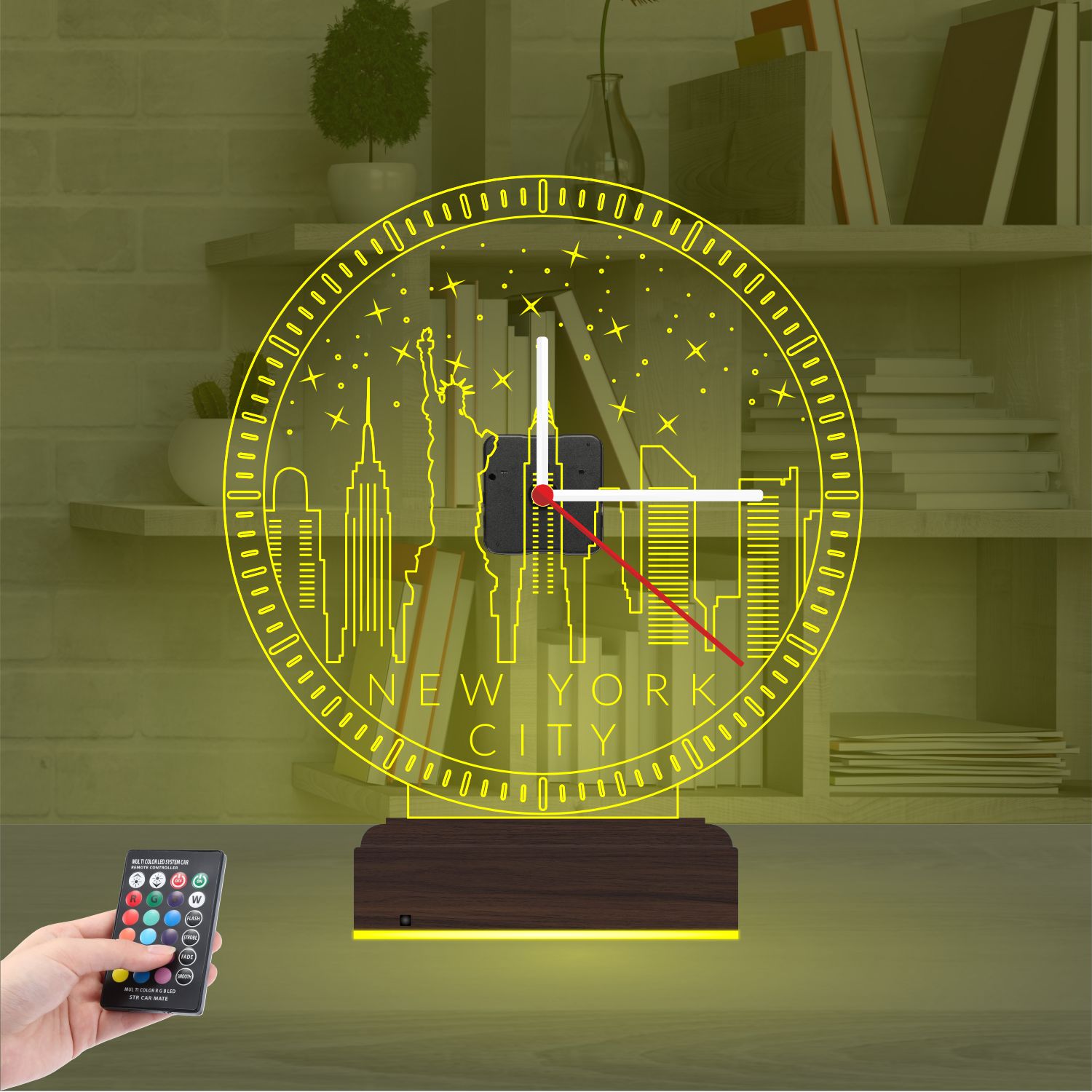 Именной 3D-светильник с часами «Панорама Нью-Йорка» 6