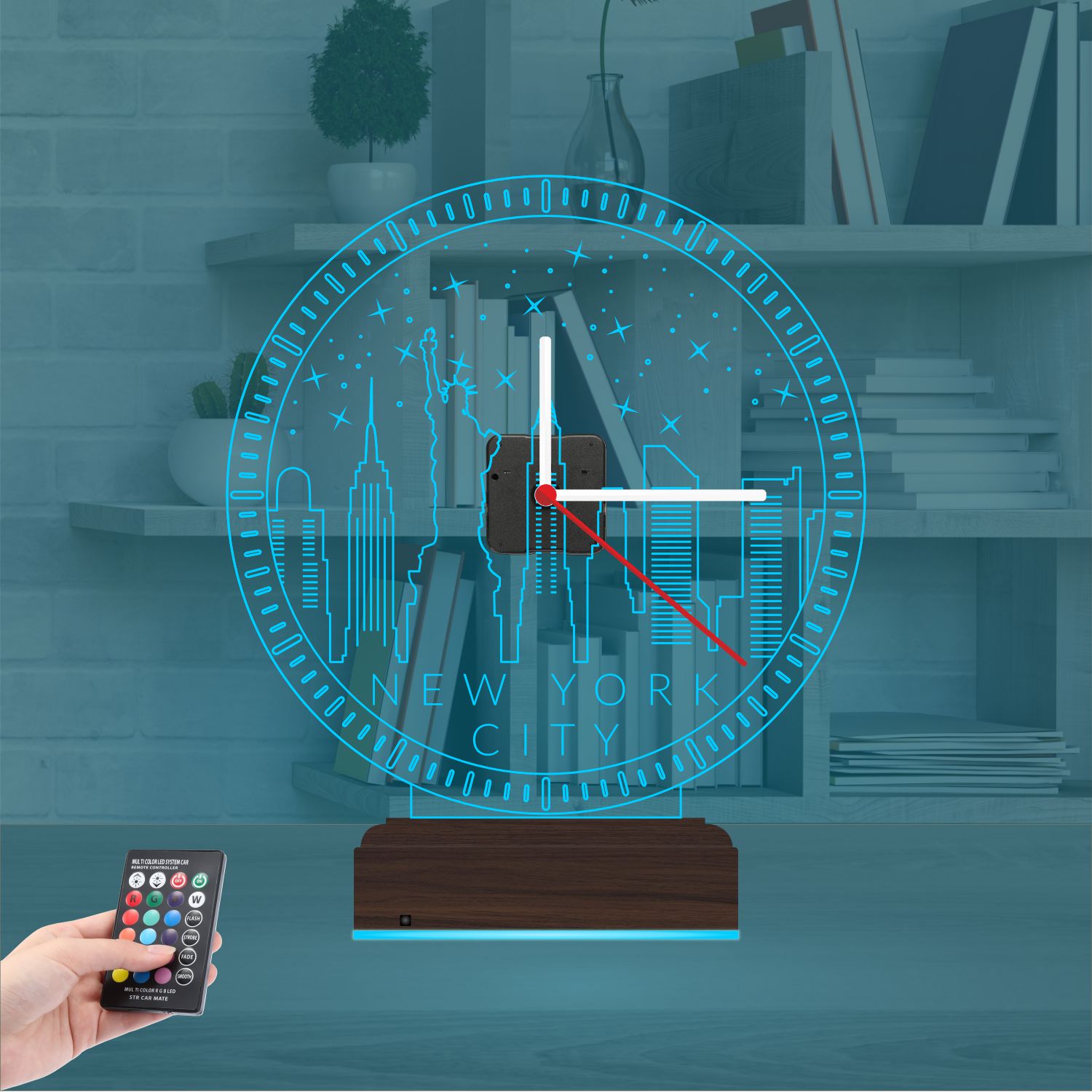 Именной 3D-светильник с часами «Панорама Нью-Йорка» 8