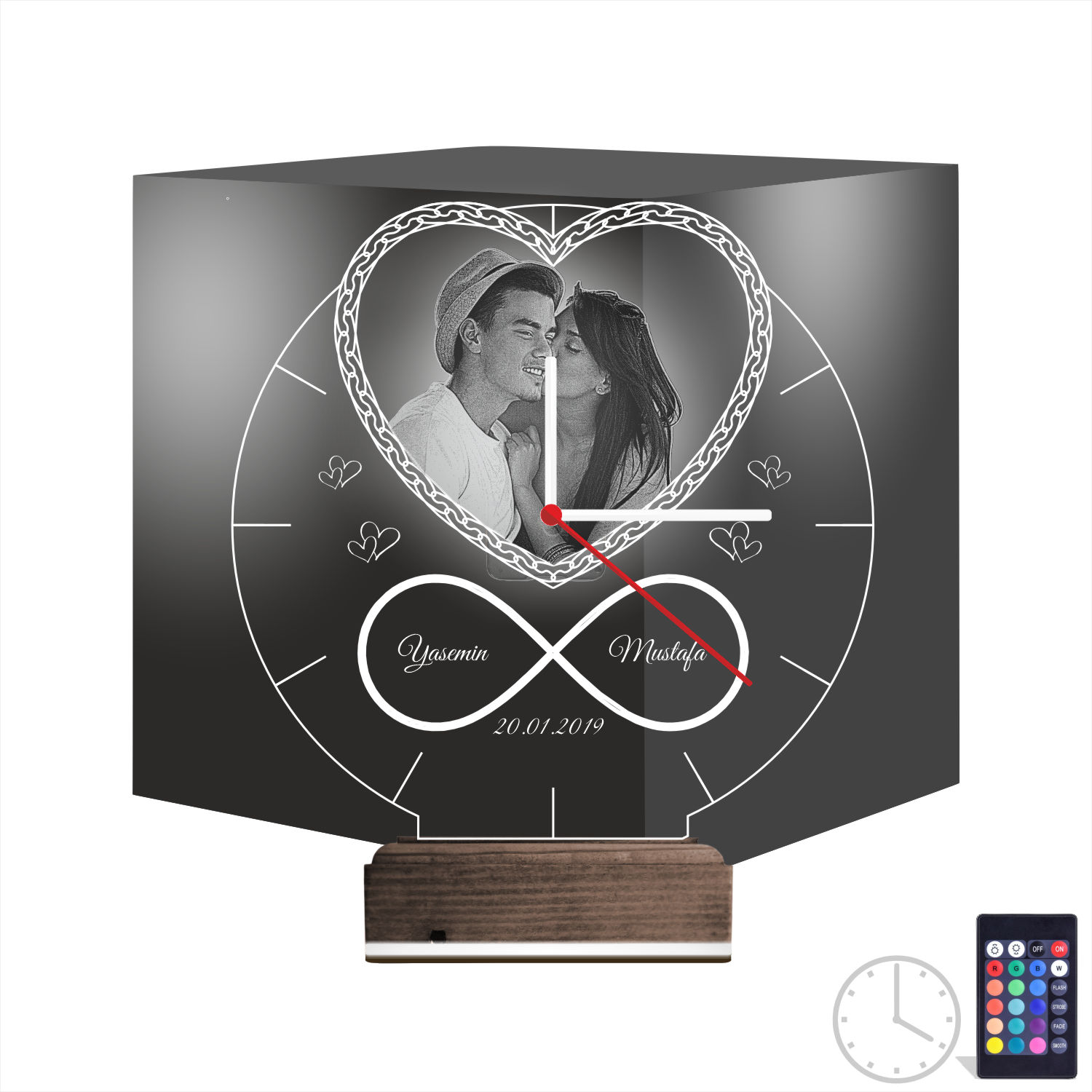 Именной 3D-светильник с фото «Бесконечное сердце» 6