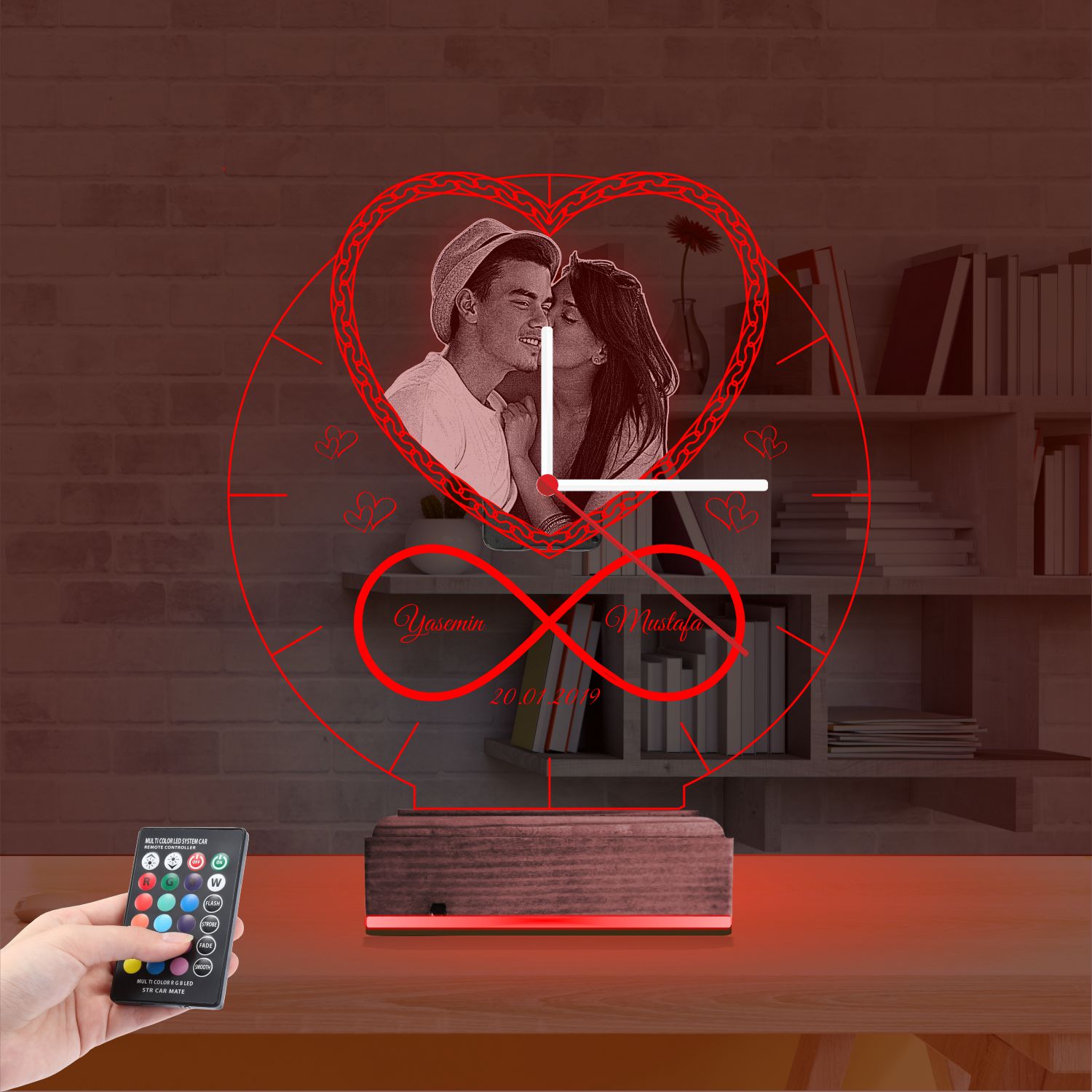 Именной 3D-светильник с фото «Бесконечное сердце» 7