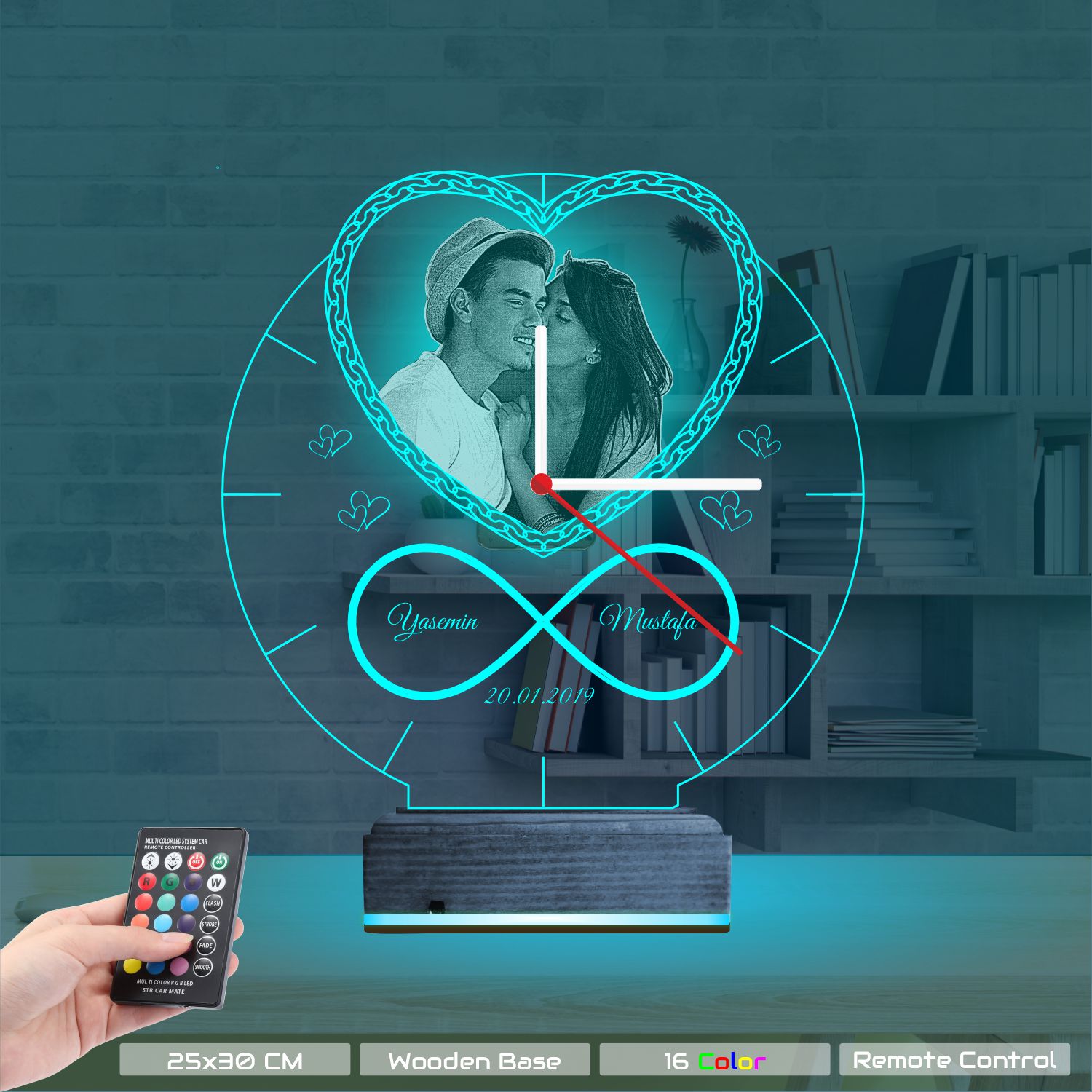 Именной 3D-светильник с фото «Бесконечное сердце» 9