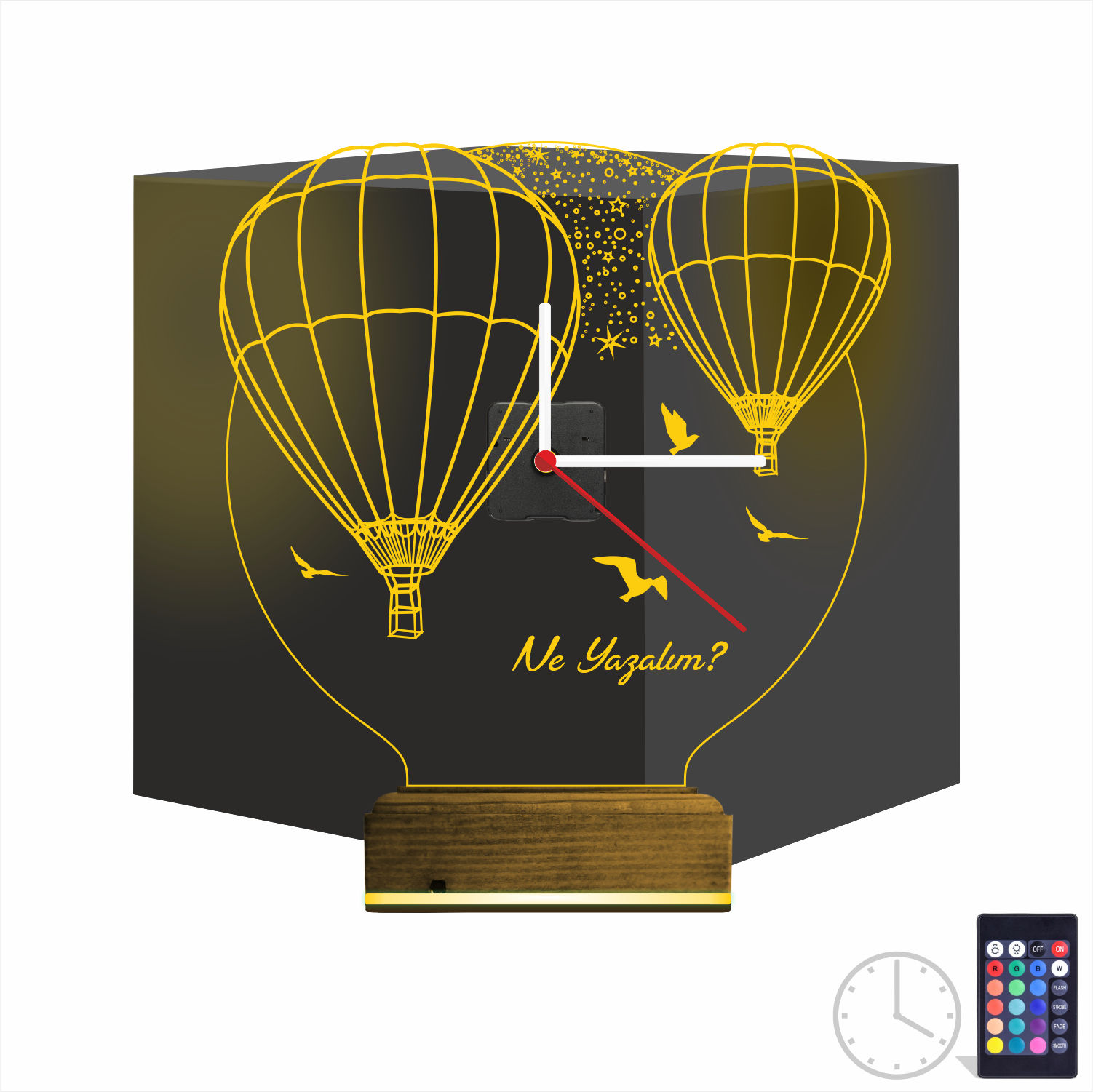 Именной 3D-светильник с часами «Воздушные шары Каппадокии» 9