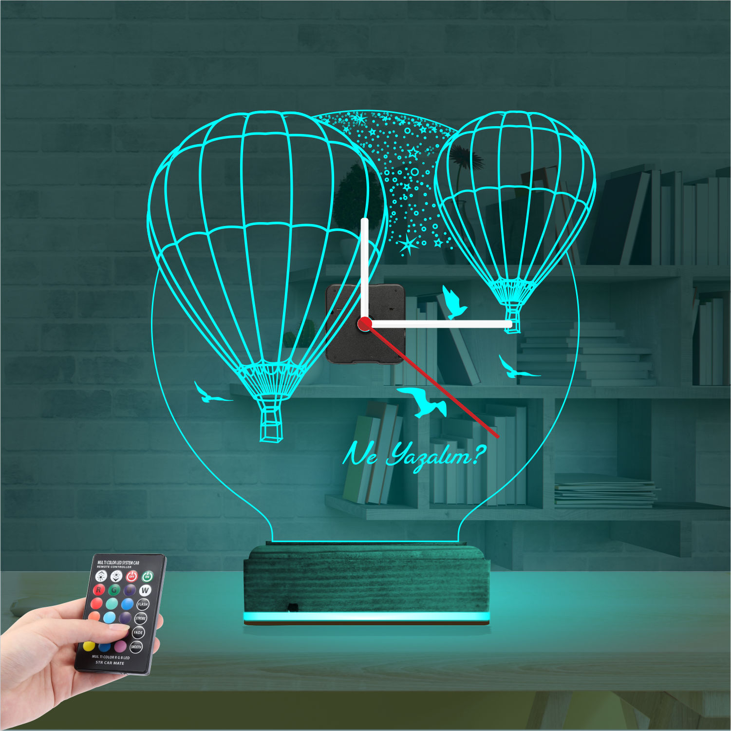 Именной 3D-светильник с часами «Воздушные шары Каппадокии» 2