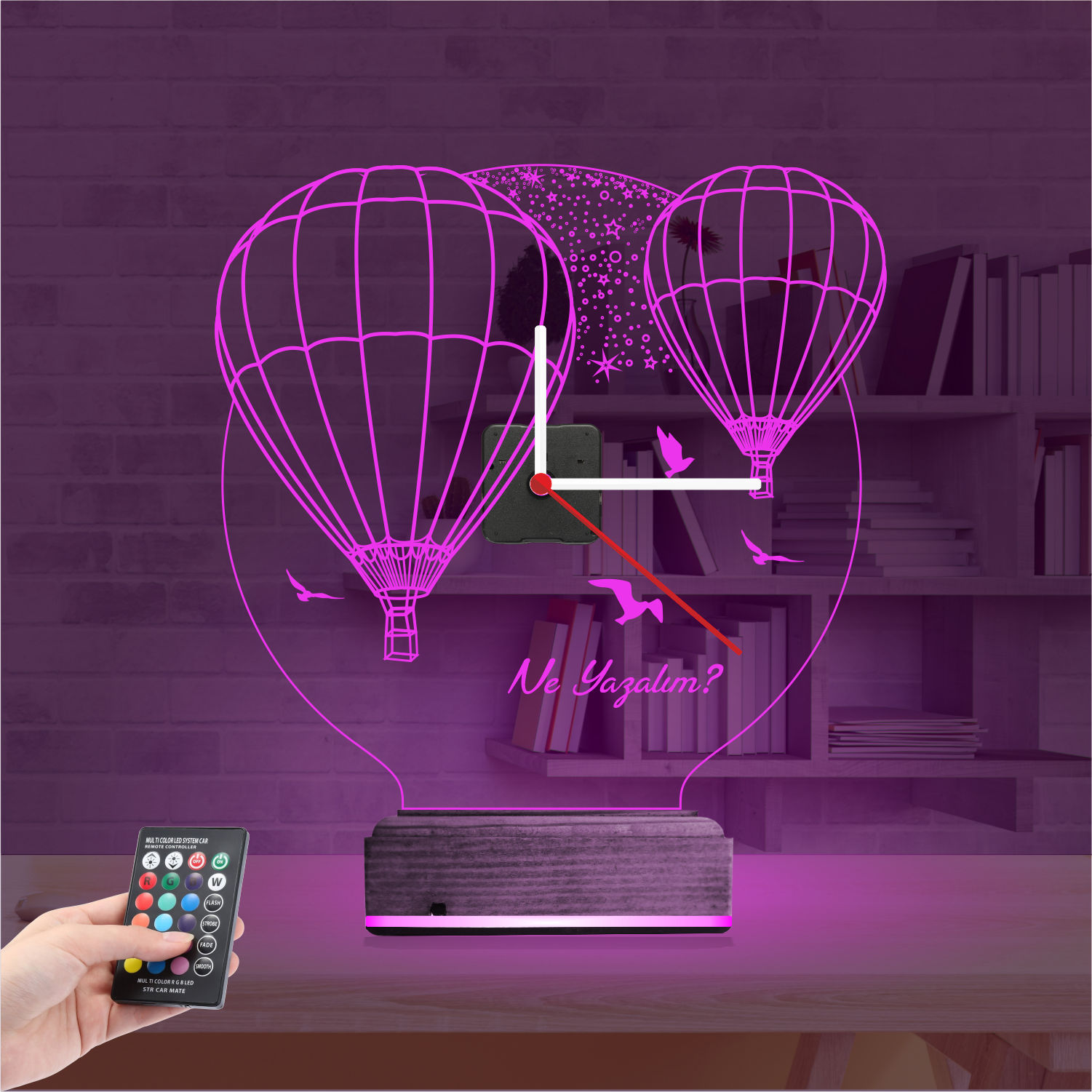 Именной 3D-светильник с часами «Воздушные шары Каппадокии» 3