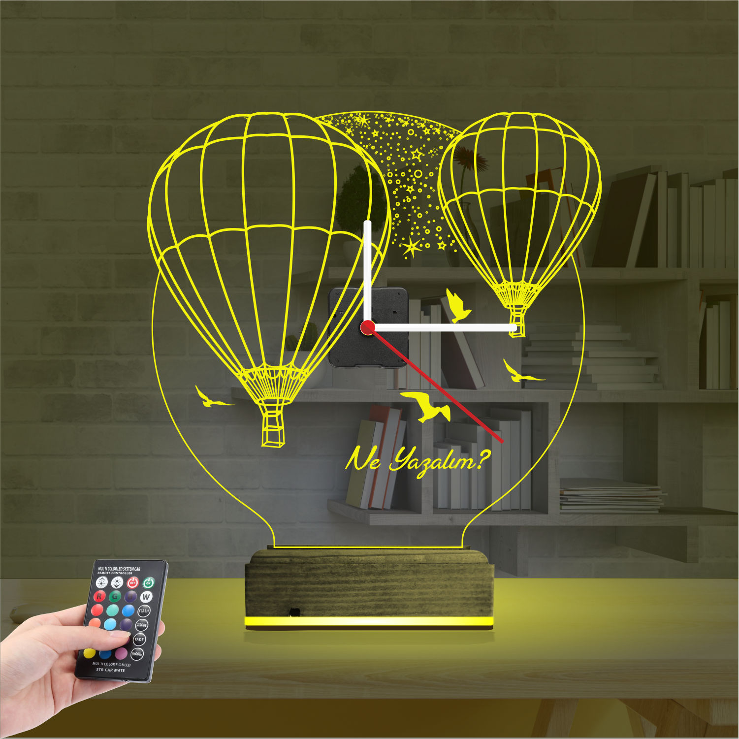 Именной 3D-светильник с часами «Воздушные шары Каппадокии» 4