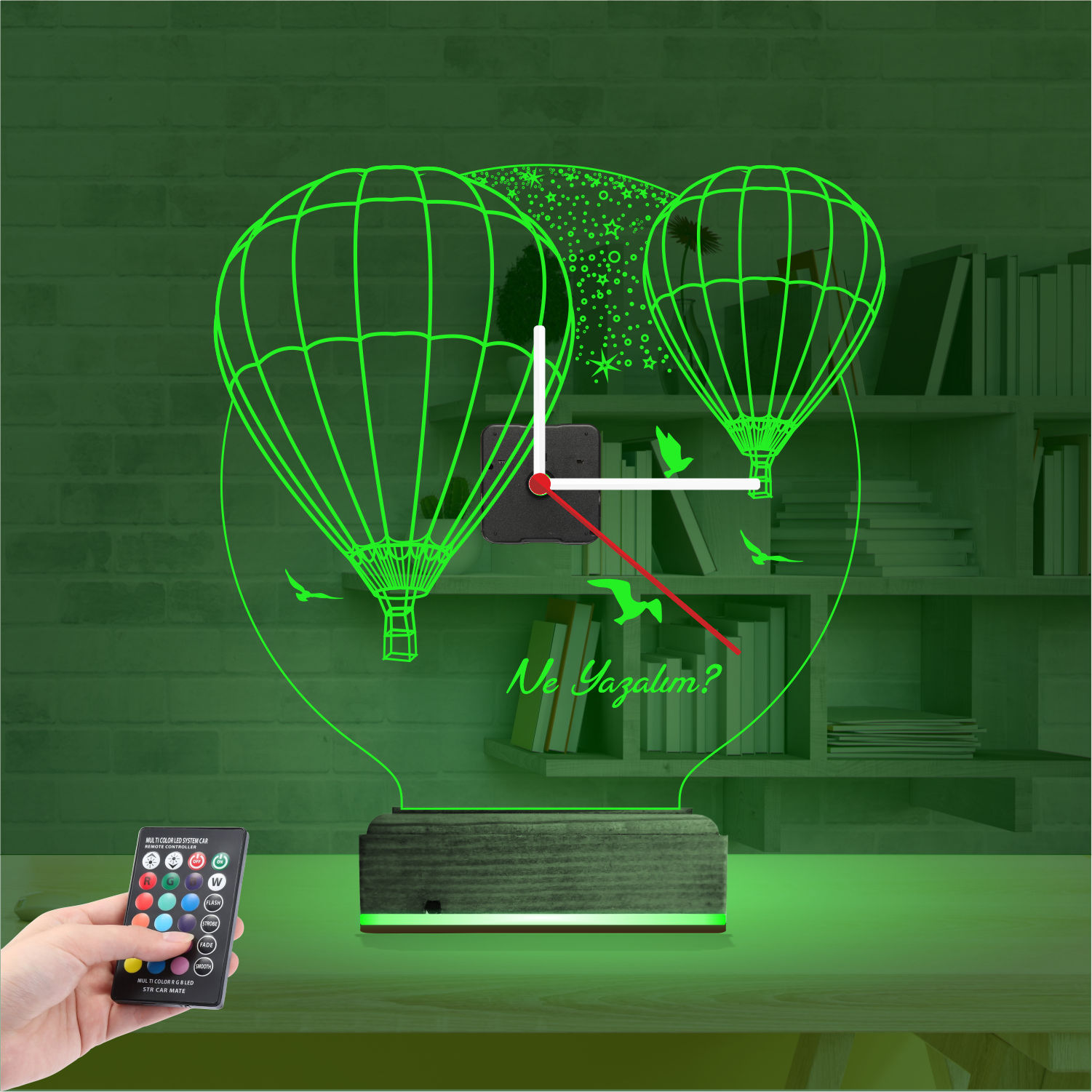 Именной 3D-светильник с часами «Воздушные шары Каппадокии» 5