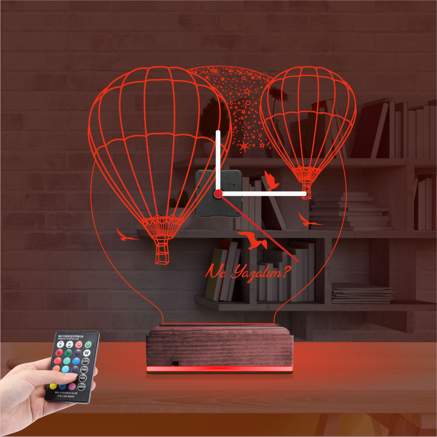 Именной 3D-светильник с часами «Воздушные шары Каппадокии» 6