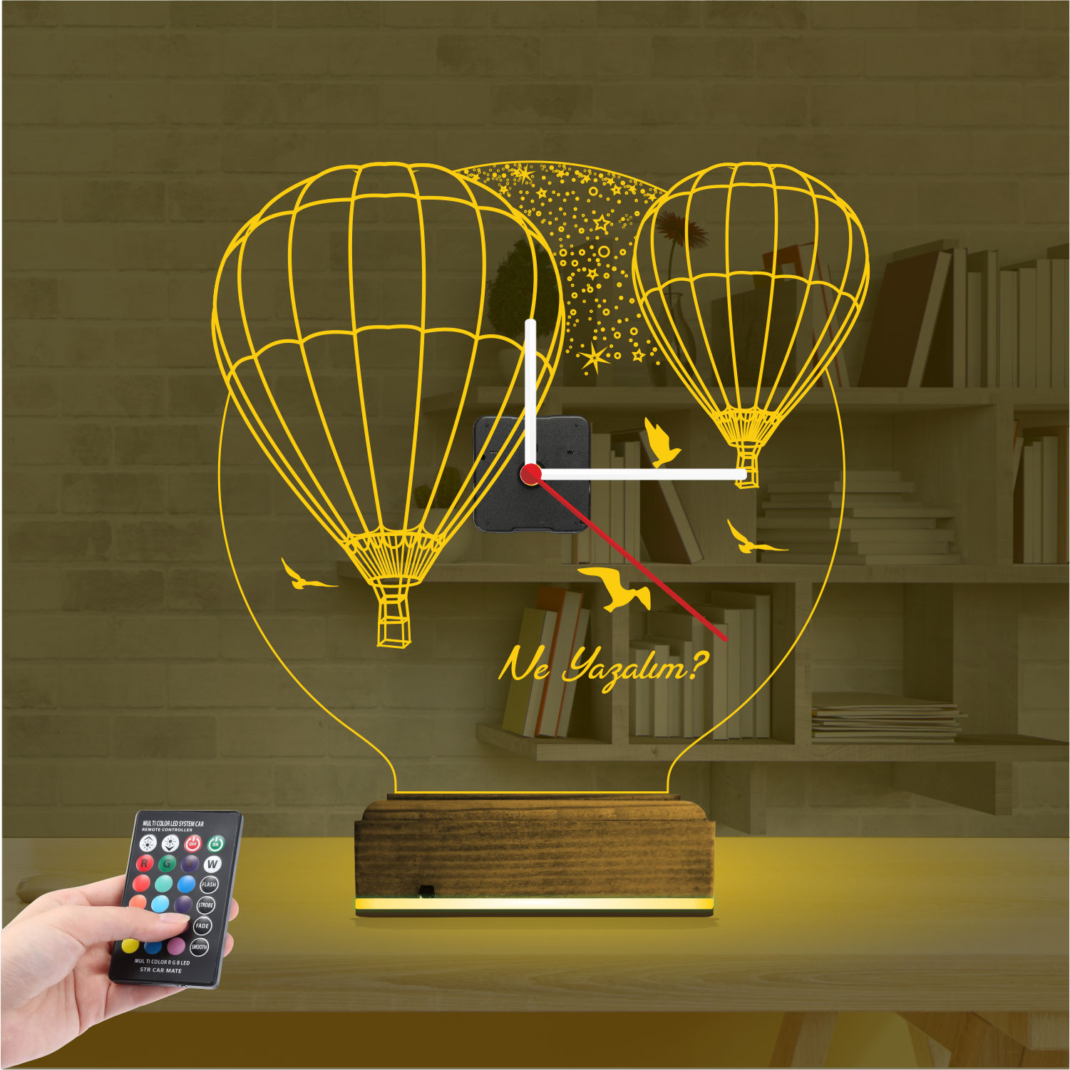 Именной 3D-светильник с часами «Воздушные шары Каппадокии» 7