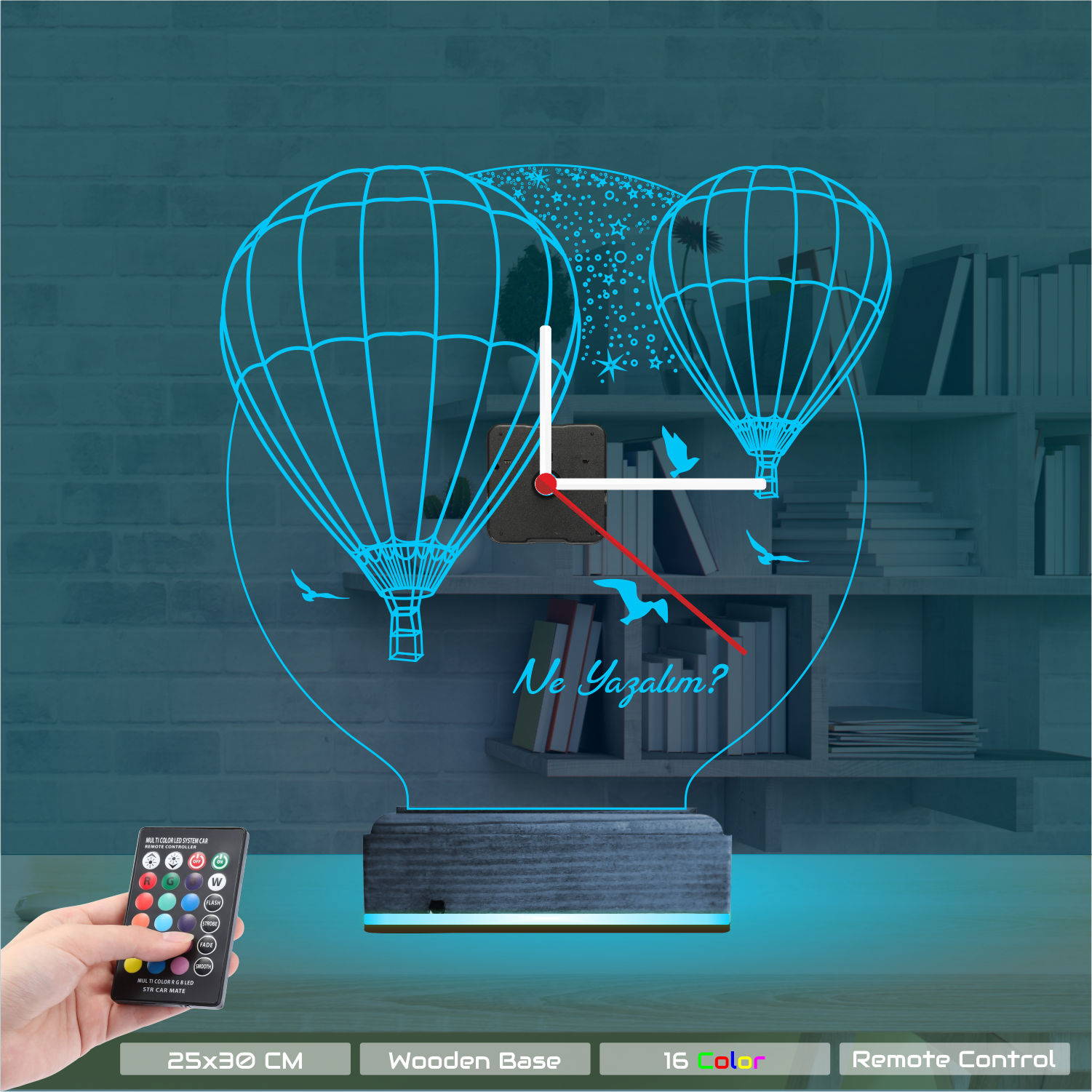 Именной 3D-светильник с часами «Воздушные шары Каппадокии» 8