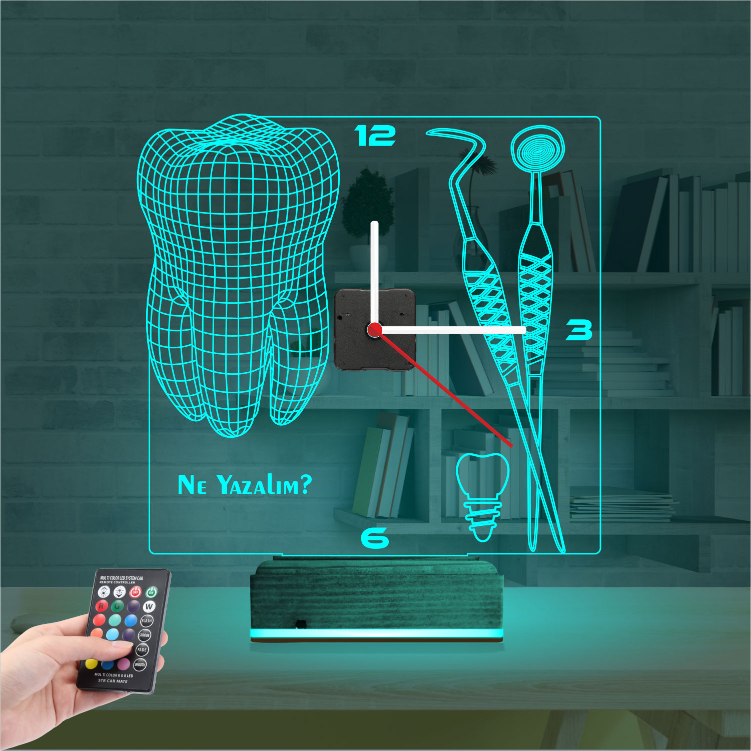 Именной 3D-светильник с часами «Стоматология» 2