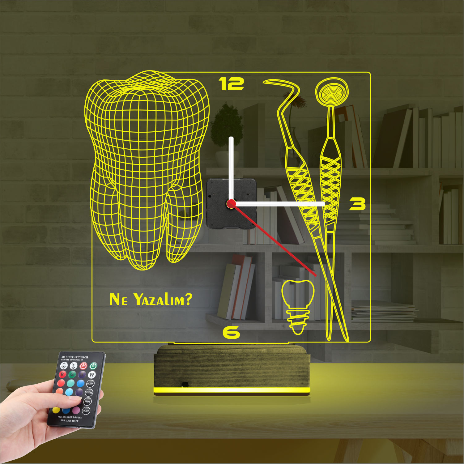 Именной 3D-светильник с часами «Стоматология» 4