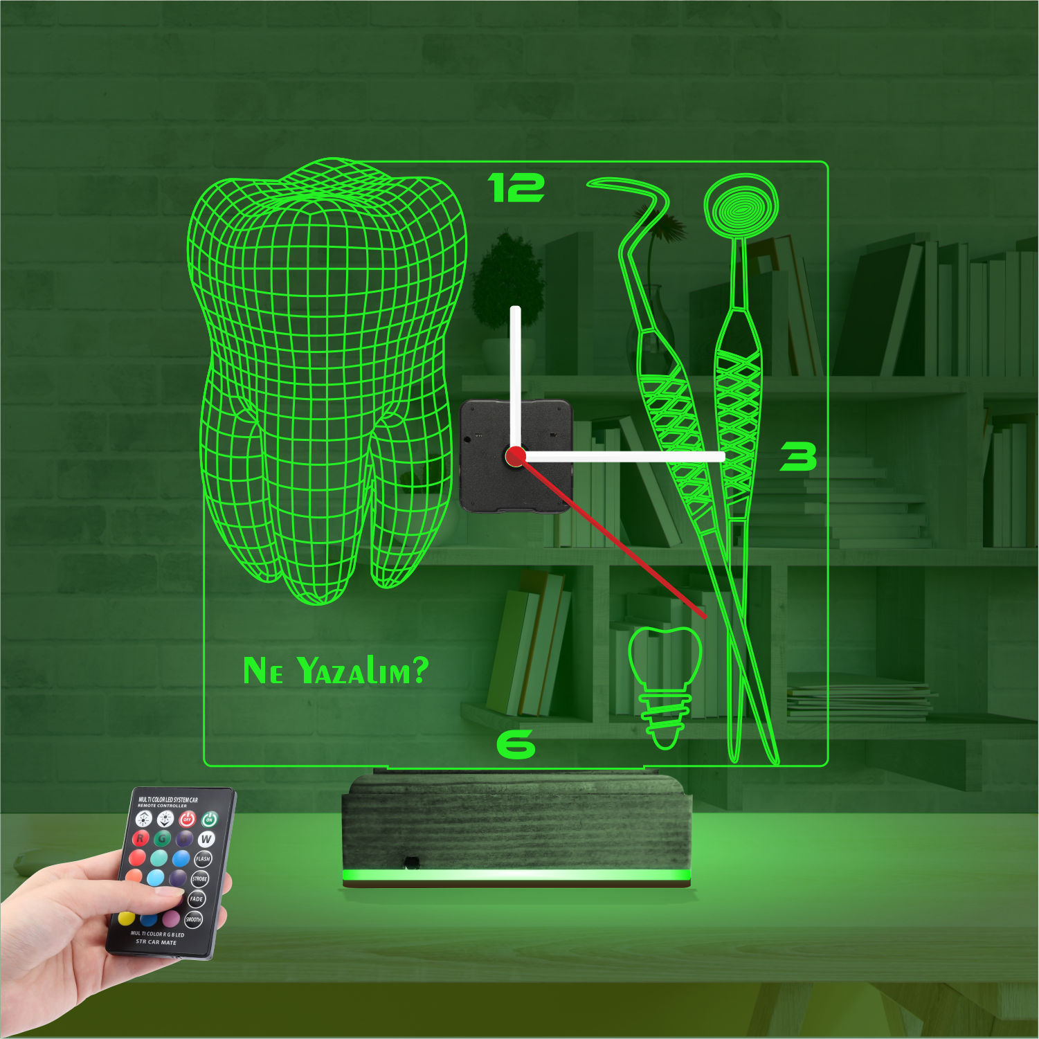 Именной 3D-светильник с часами «Стоматология» 5