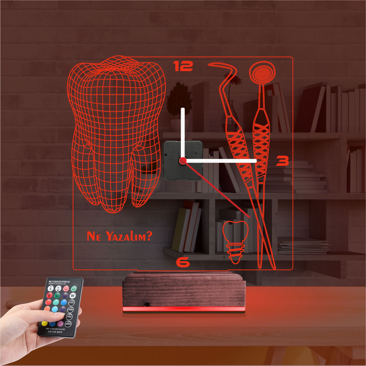 Именной 3D-светильник с часами «Стоматология» 6