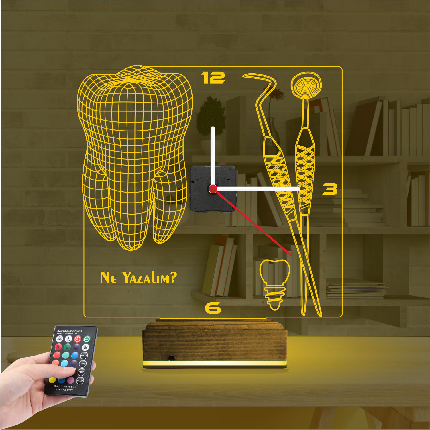 Именной 3D-светильник с часами «Стоматология» 7