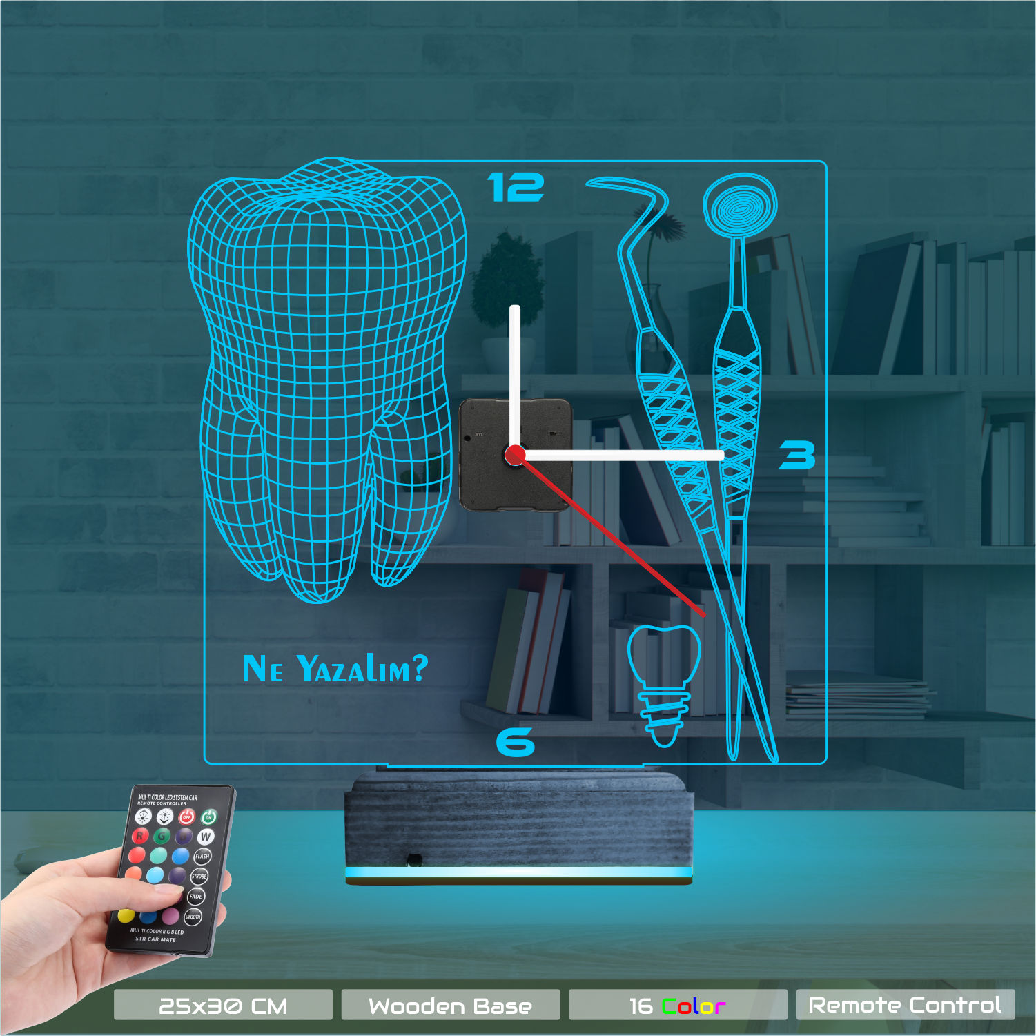 Именной 3D-светильник с часами «Стоматология» 8