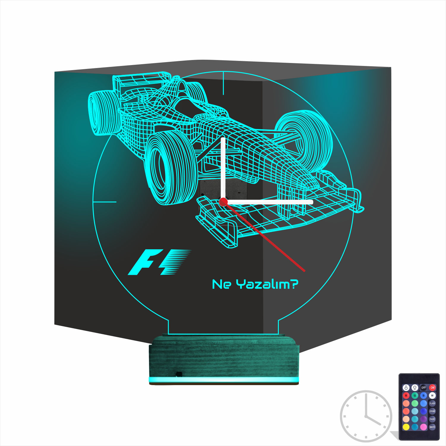 Именной 3D-светильник с часами «Болид F1» 9