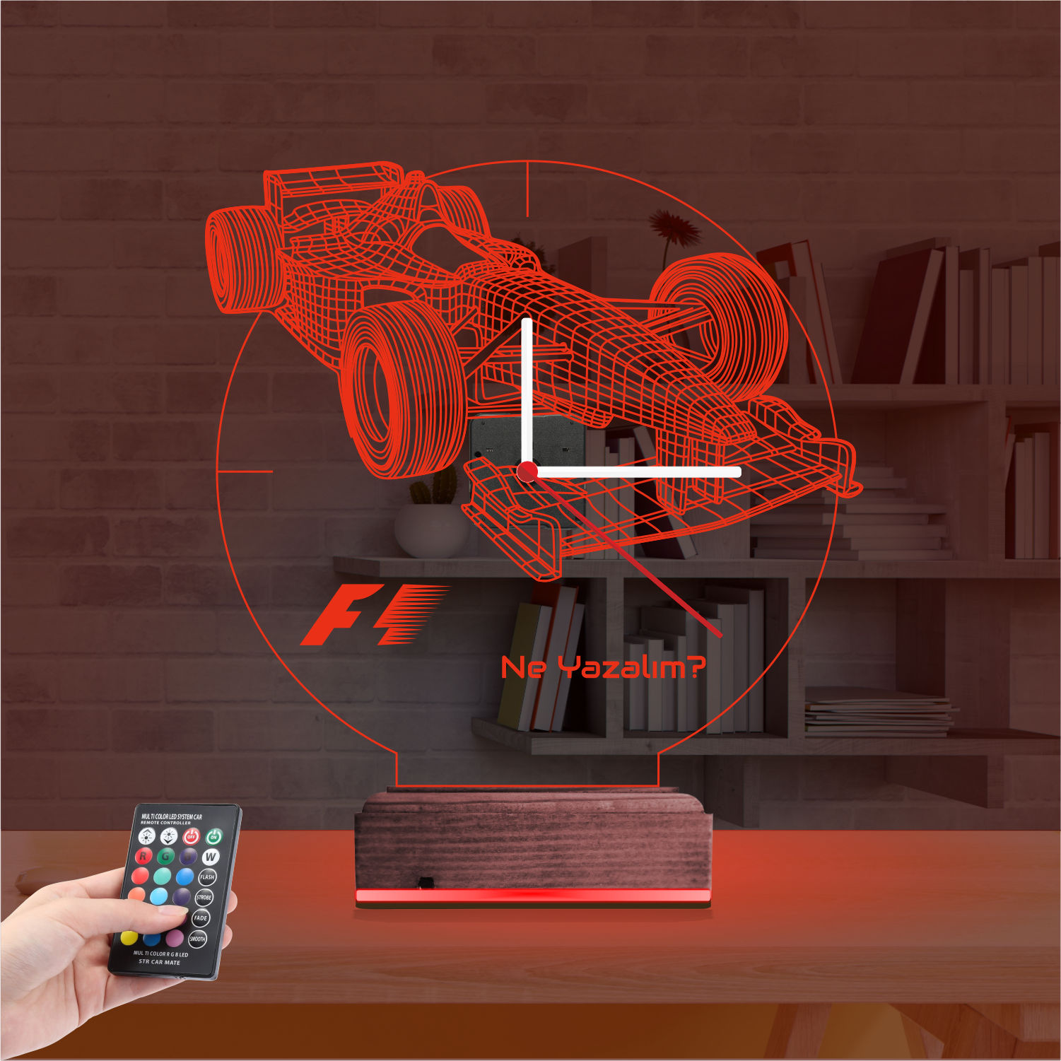 Именной 3D-светильник с часами «Болид F1» 6