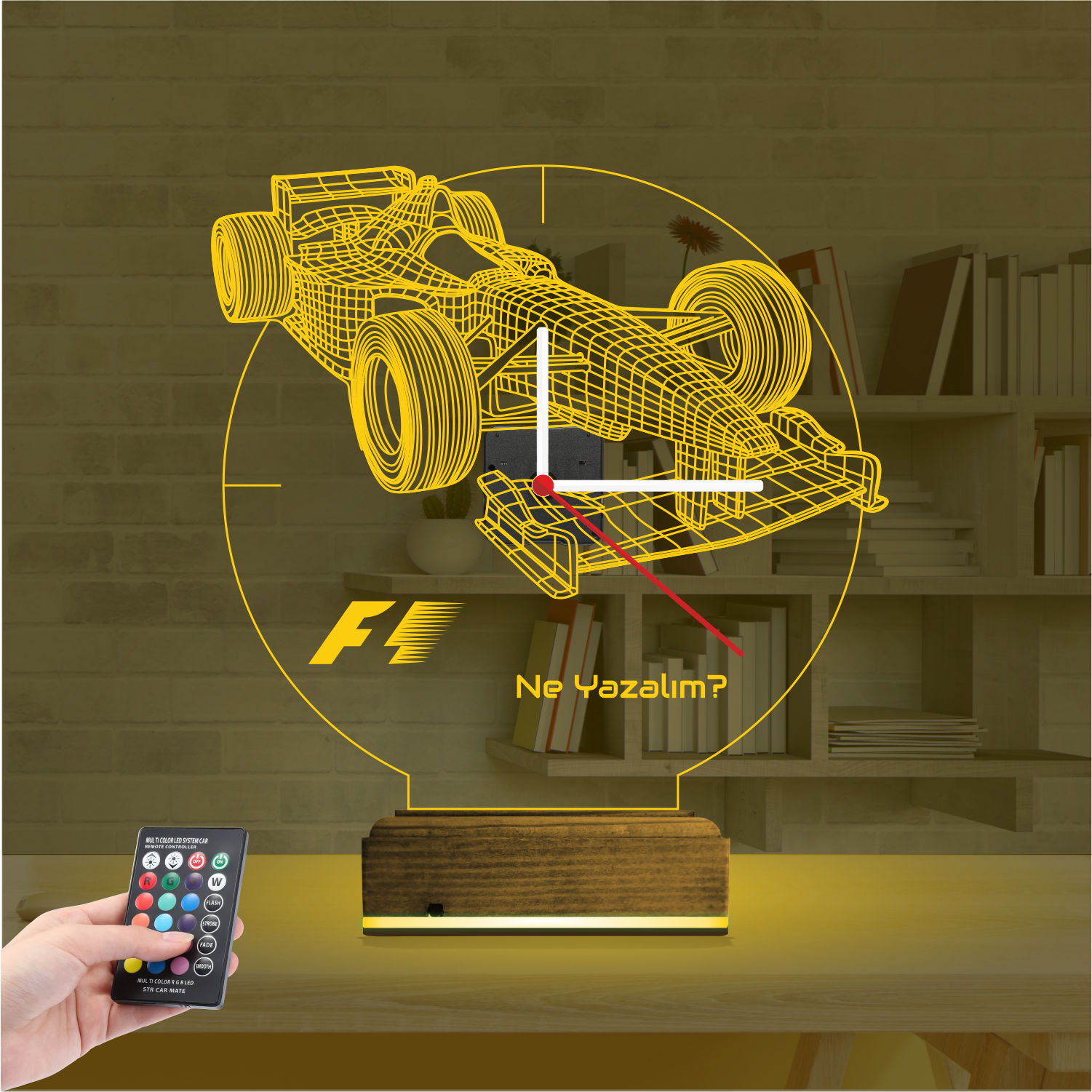 Именной 3D-светильник с часами «Болид F1» 7