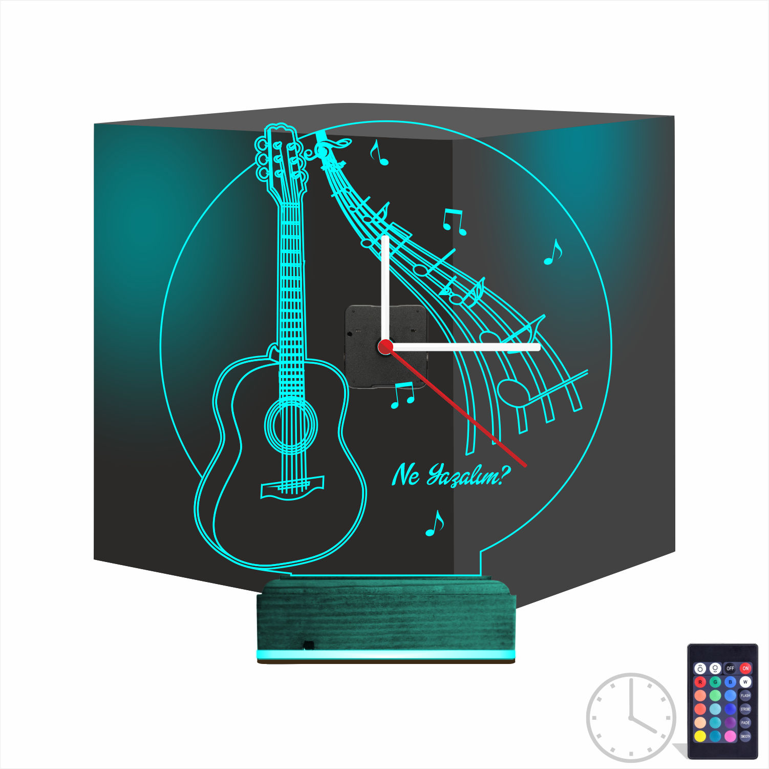 Именной подарок: гитара с нотами и часами 3d светильник 9
