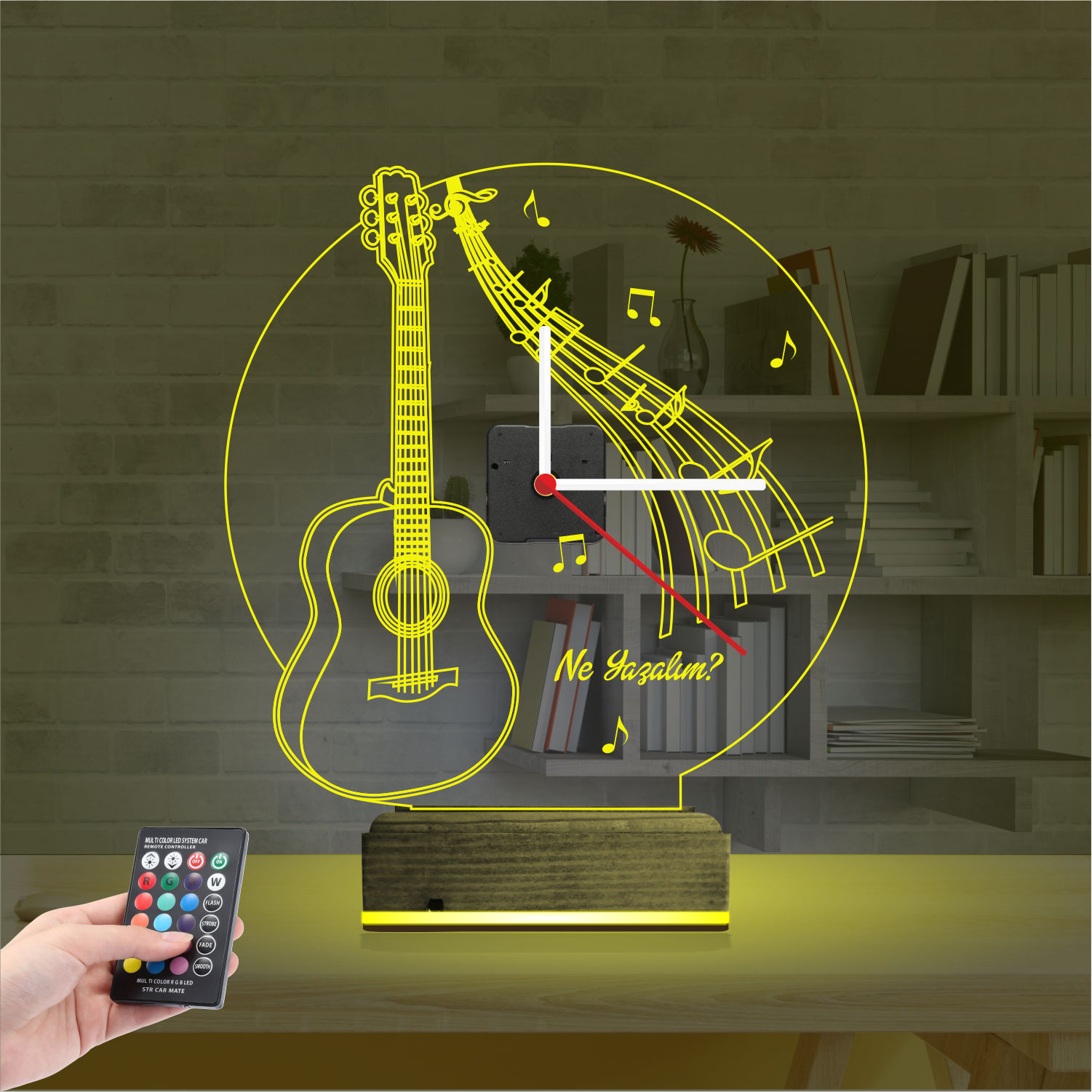 Именной подарок: гитара с нотами и часами 3d светильник 4