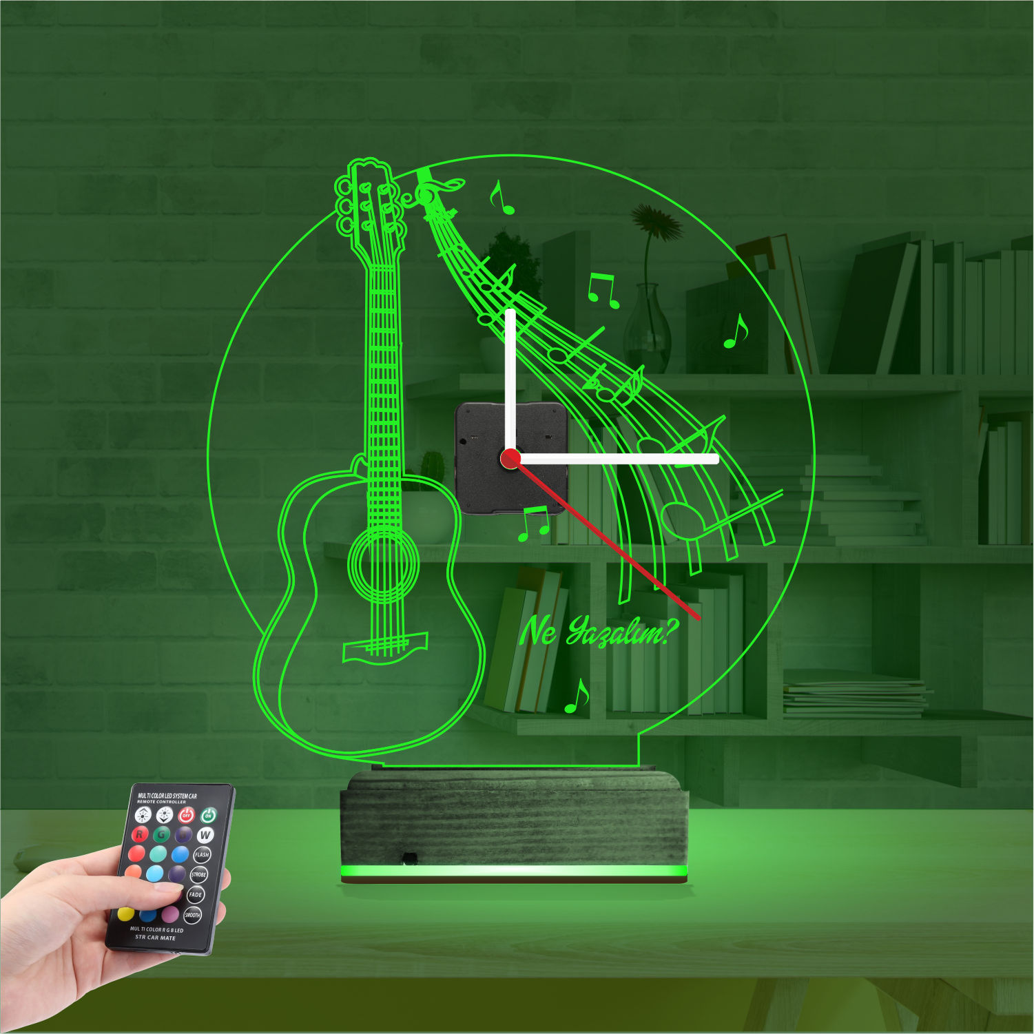 Именной подарок: гитара с нотами и часами 3d светильник 5