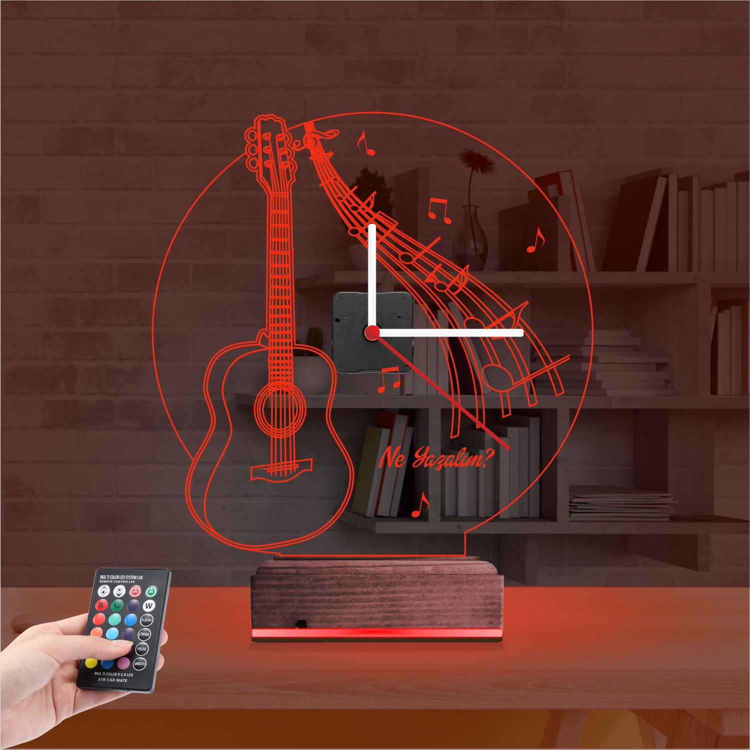 Именной подарок: гитара с нотами и часами 3d светильник 6