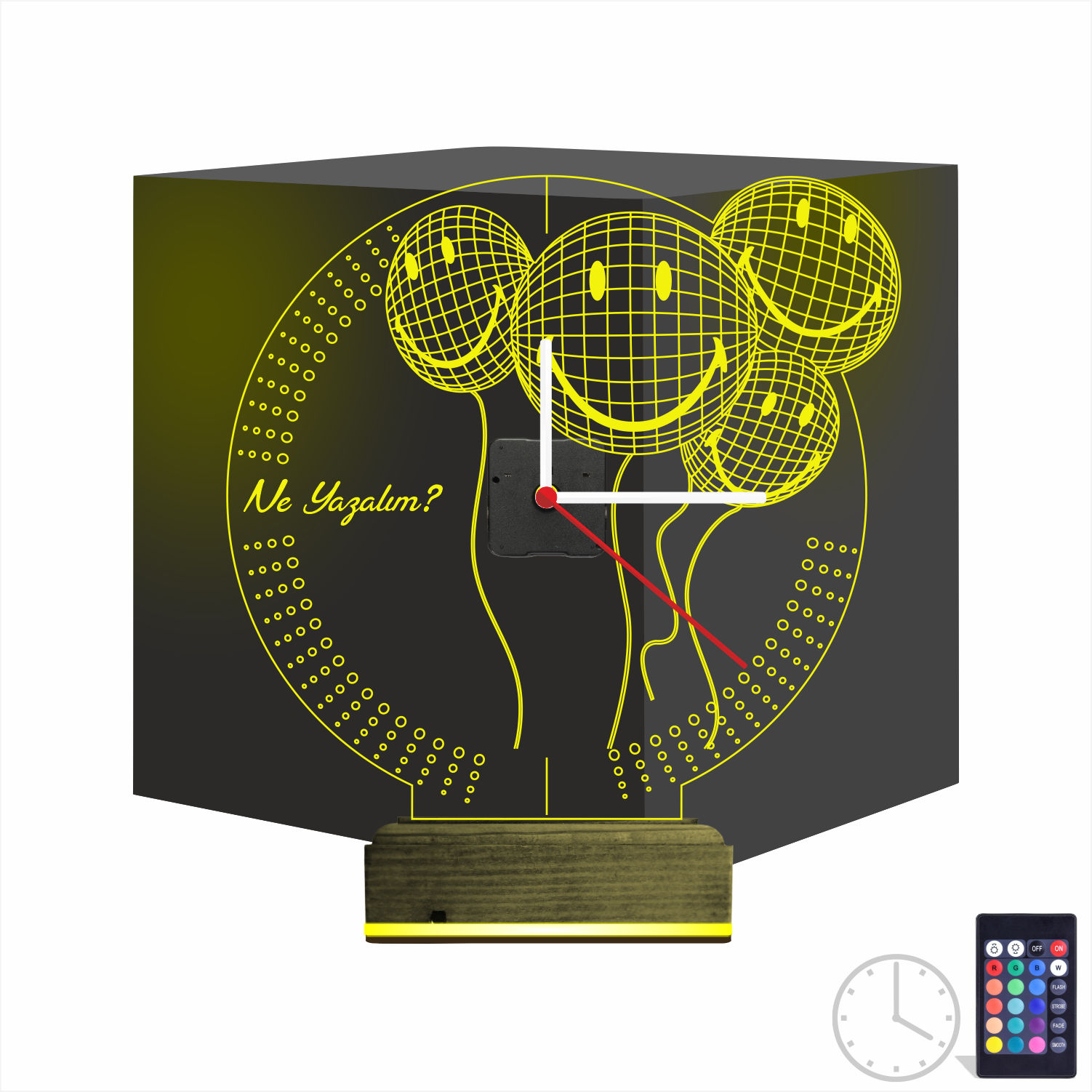 Именной 3D-светильник с часами «Улыбающиеся шары» 9