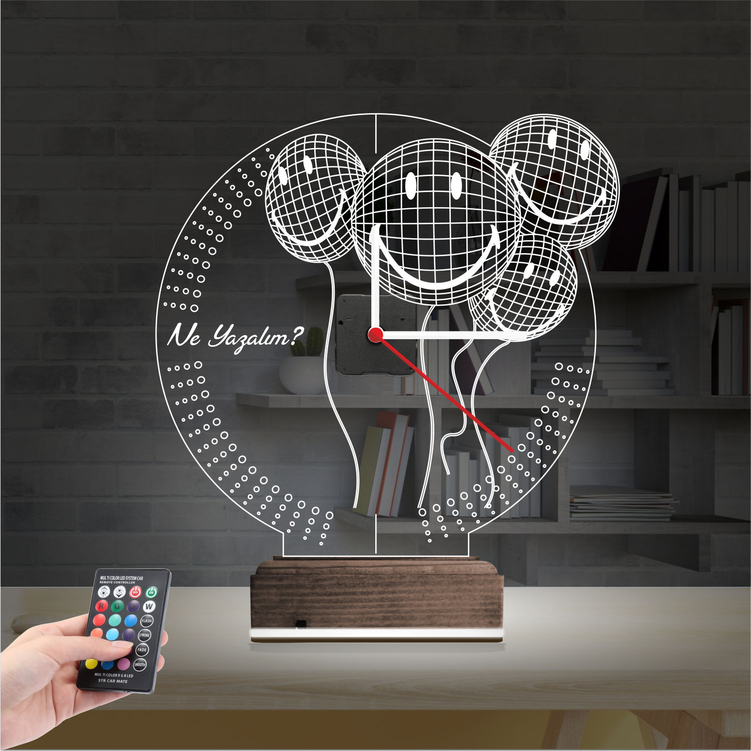 Именной 3D-светильник с часами «Улыбающиеся шары» 8