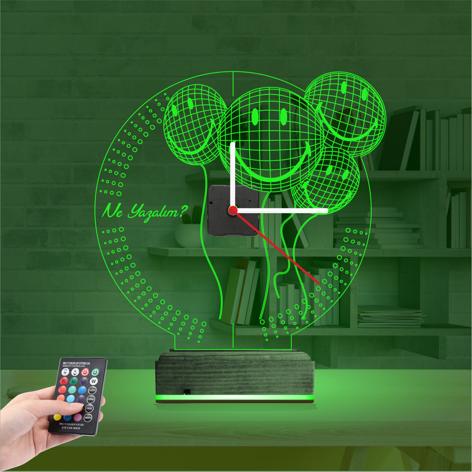 Именной 3D-светильник с часами «Улыбающиеся шары» 4