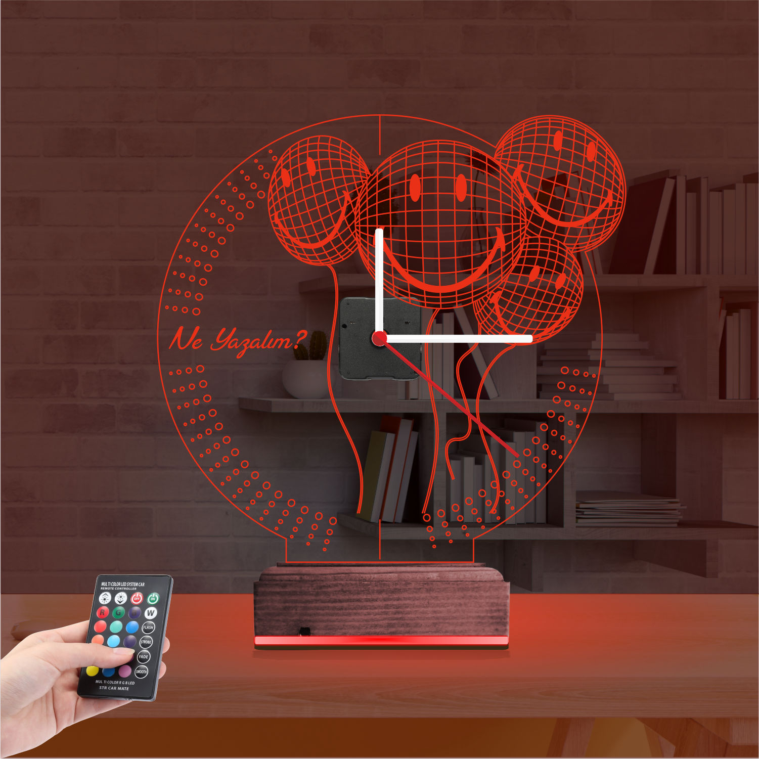 Именной 3D-светильник с часами «Улыбающиеся шары» 5