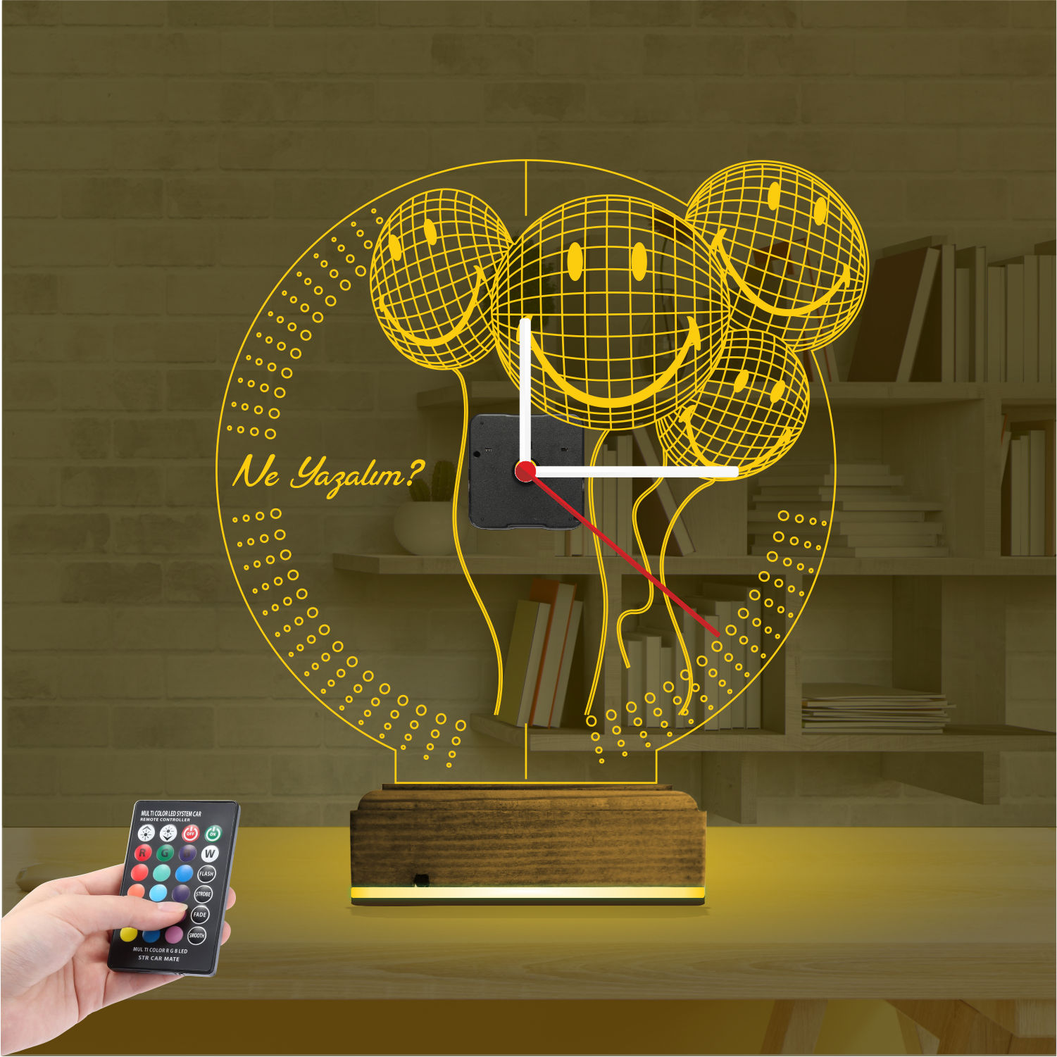 Именной 3D-светильник с часами «Улыбающиеся шары» 6