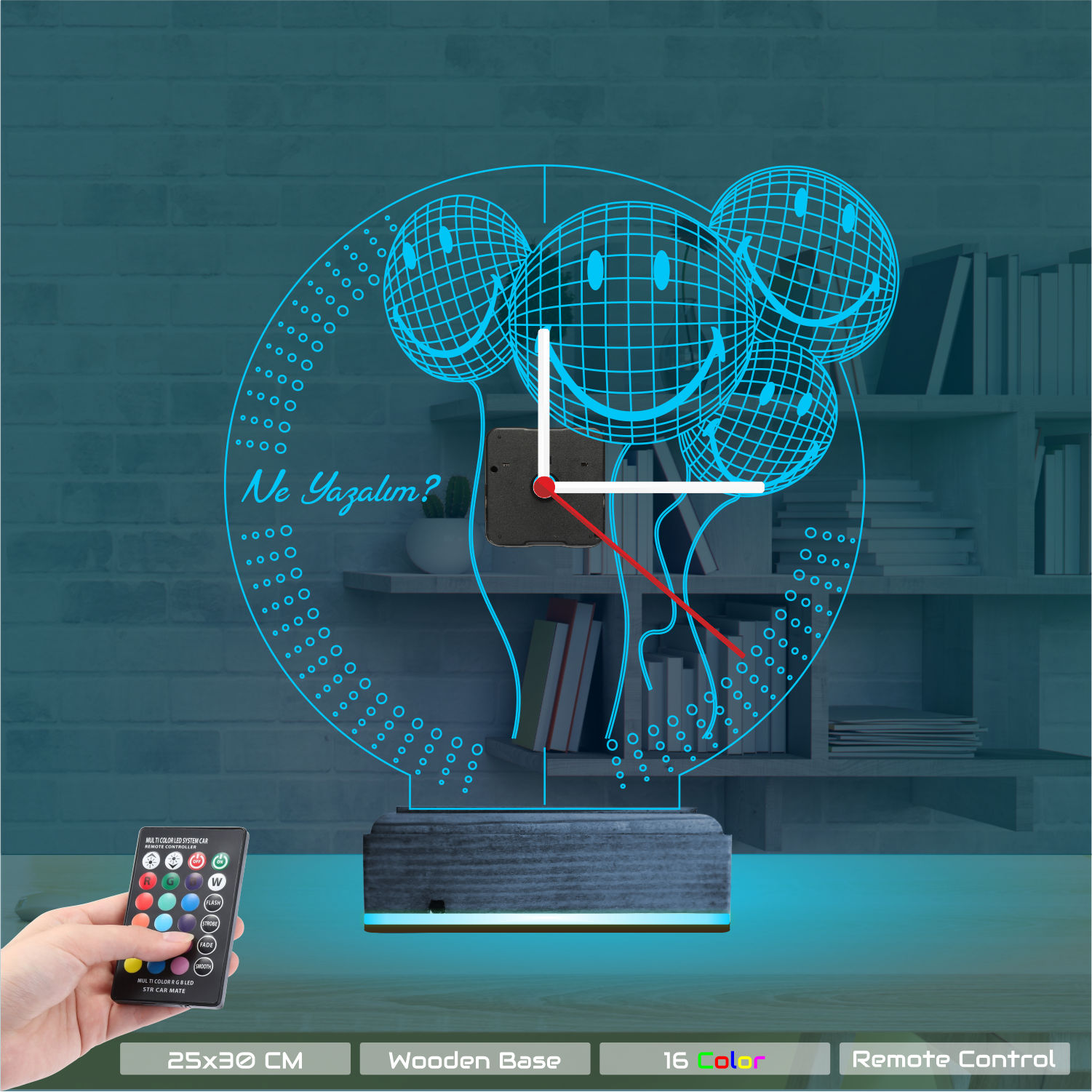Именной 3D-светильник с часами «Улыбающиеся шары» 7