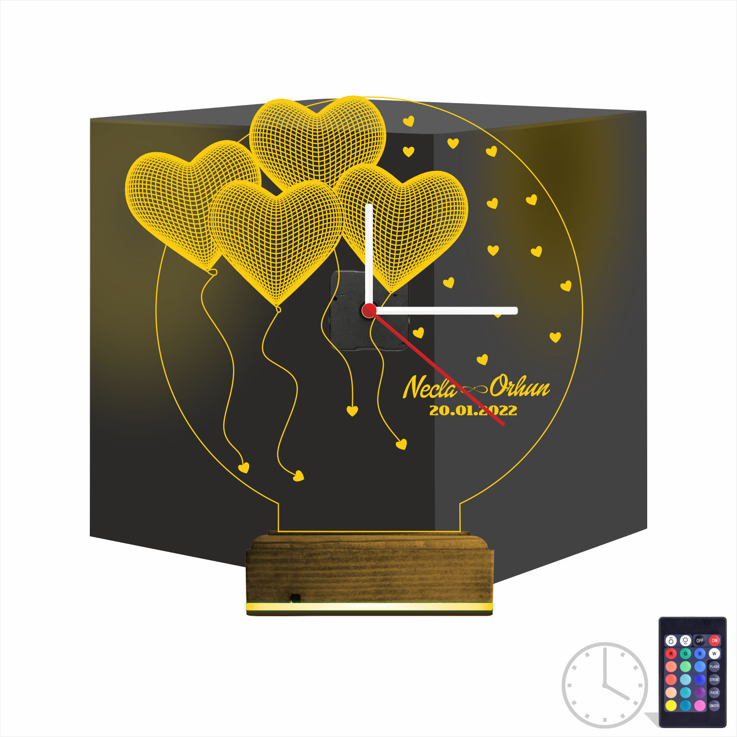 Именной подарок: шары с часами 3d светильник 9