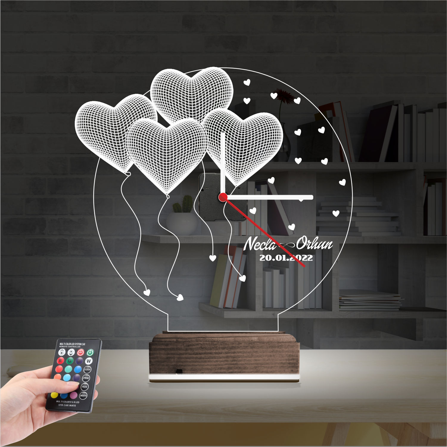 Именной подарок: шары с часами 3d светильник 8