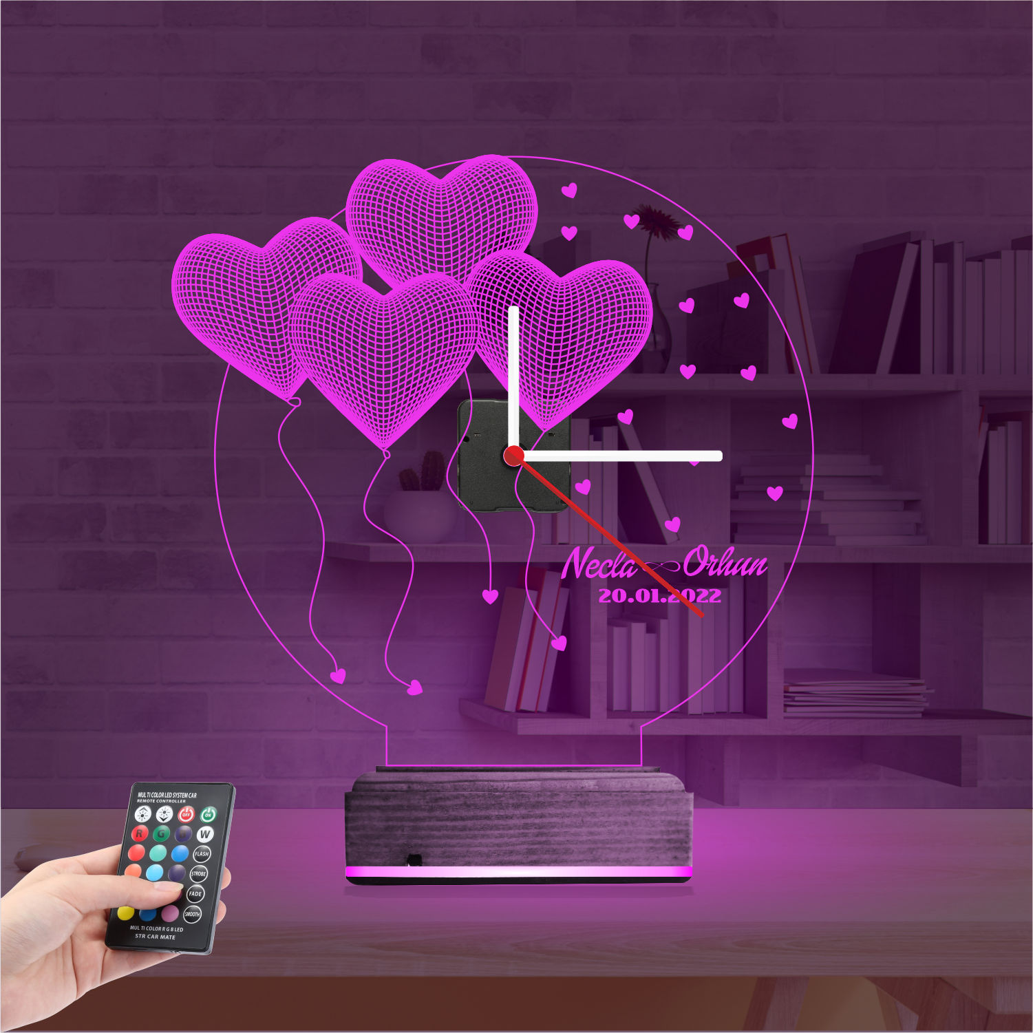 Именной подарок: шары с часами 3d светильник 2