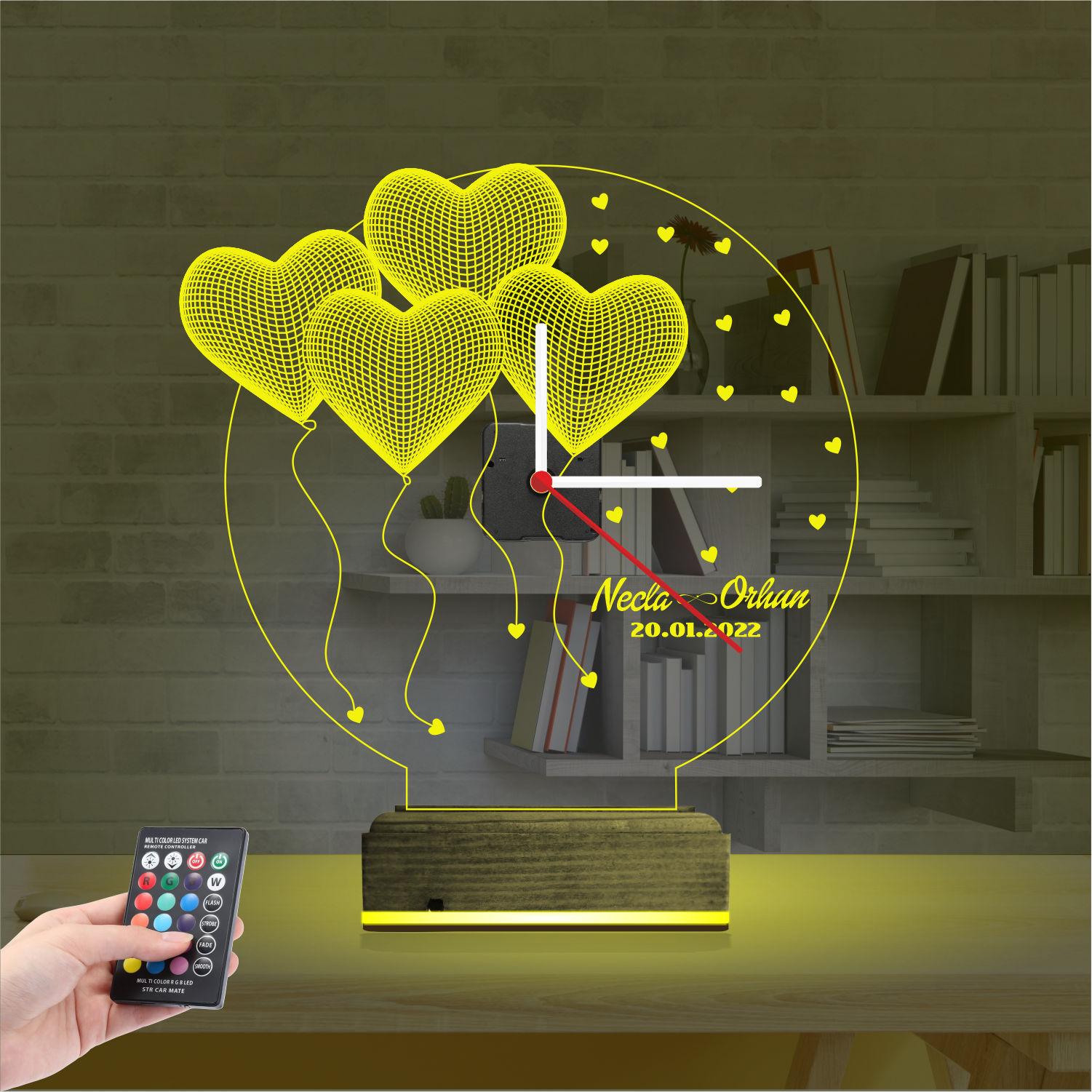 Именной подарок: шары с часами 3d светильник 3