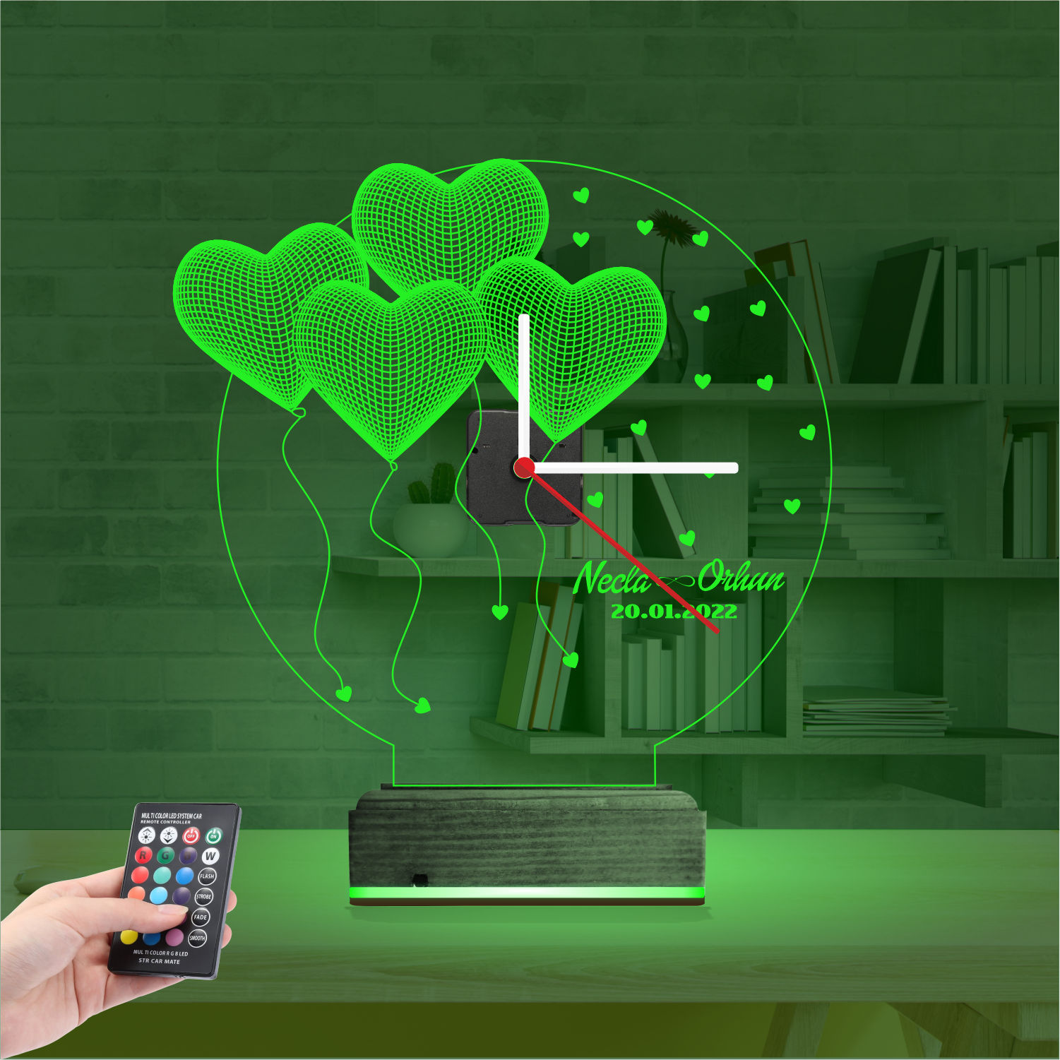 Именной подарок: шары с часами 3d светильник 4