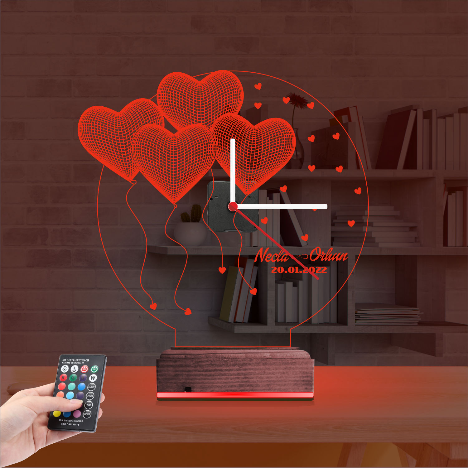 Именной подарок: шары с часами 3d светильник 5