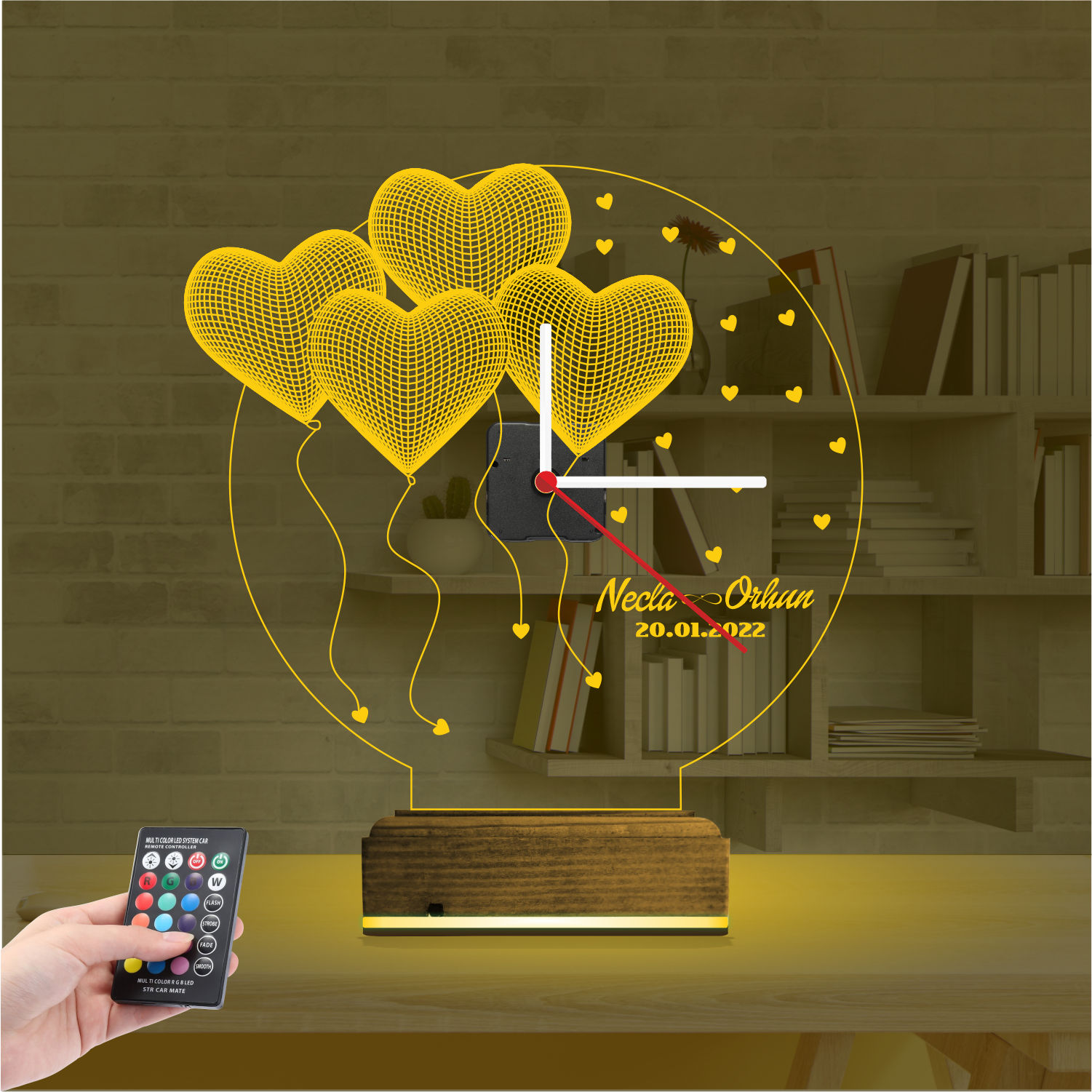 Именной подарок: шары с часами 3d светильник 6