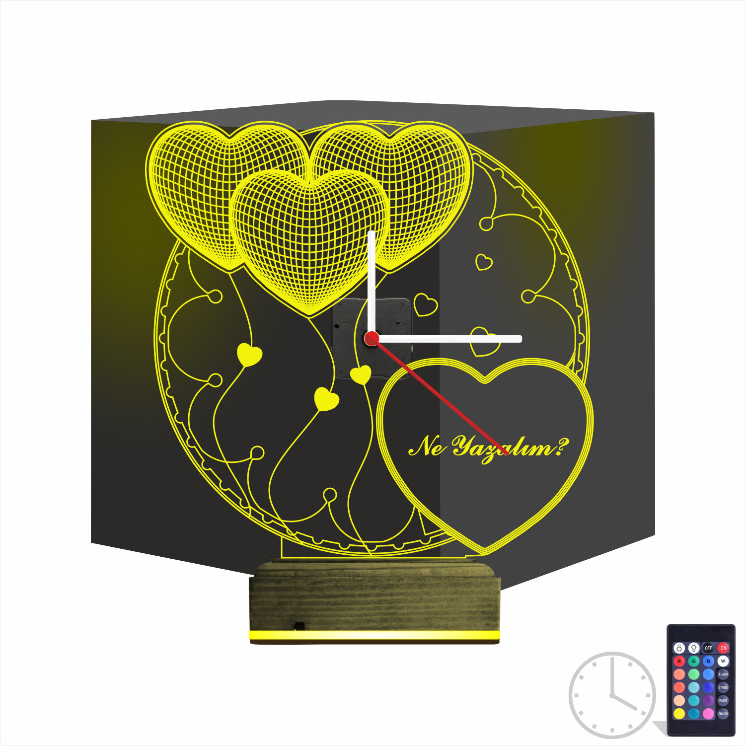 Именной 3D-светильник с часами «Созвездие сердец» 9