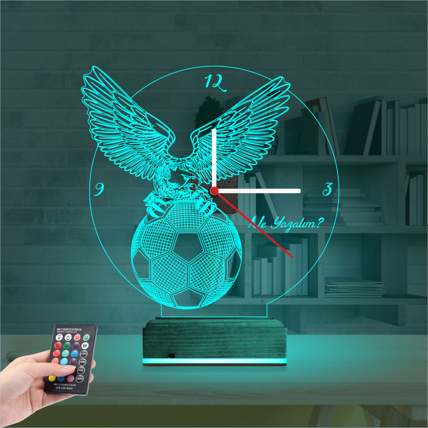 Именной 3D-светильник с часами «Футбольный Орел» 2