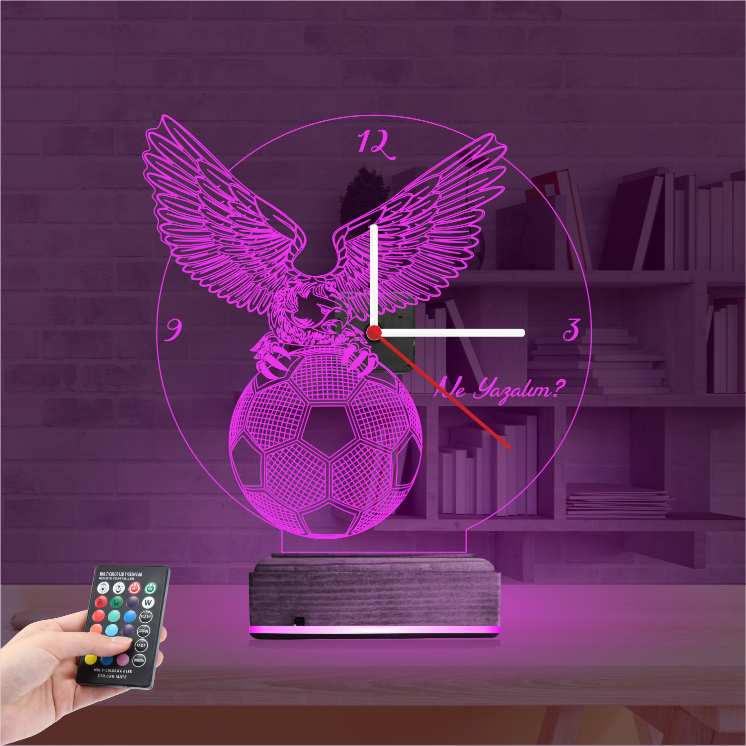 Именной 3D-светильник с часами «Футбольный Орел» 3