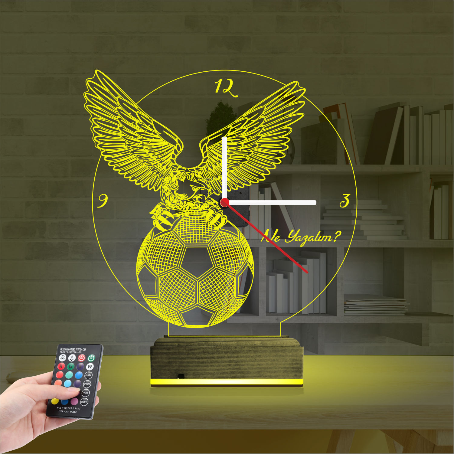 Именной 3D-светильник с часами «Футбольный Орел» 4