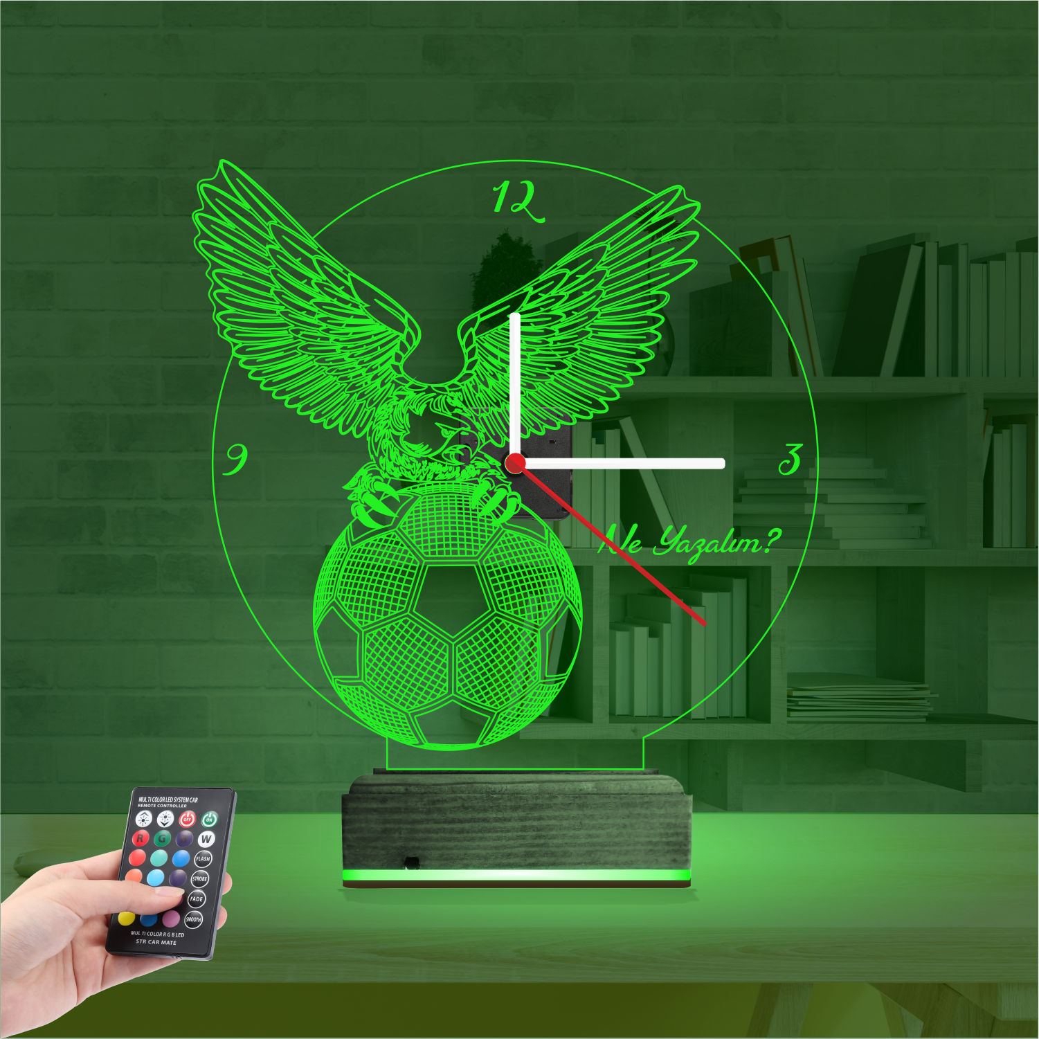 Именной 3D-светильник с часами «Футбольный Орел» 5