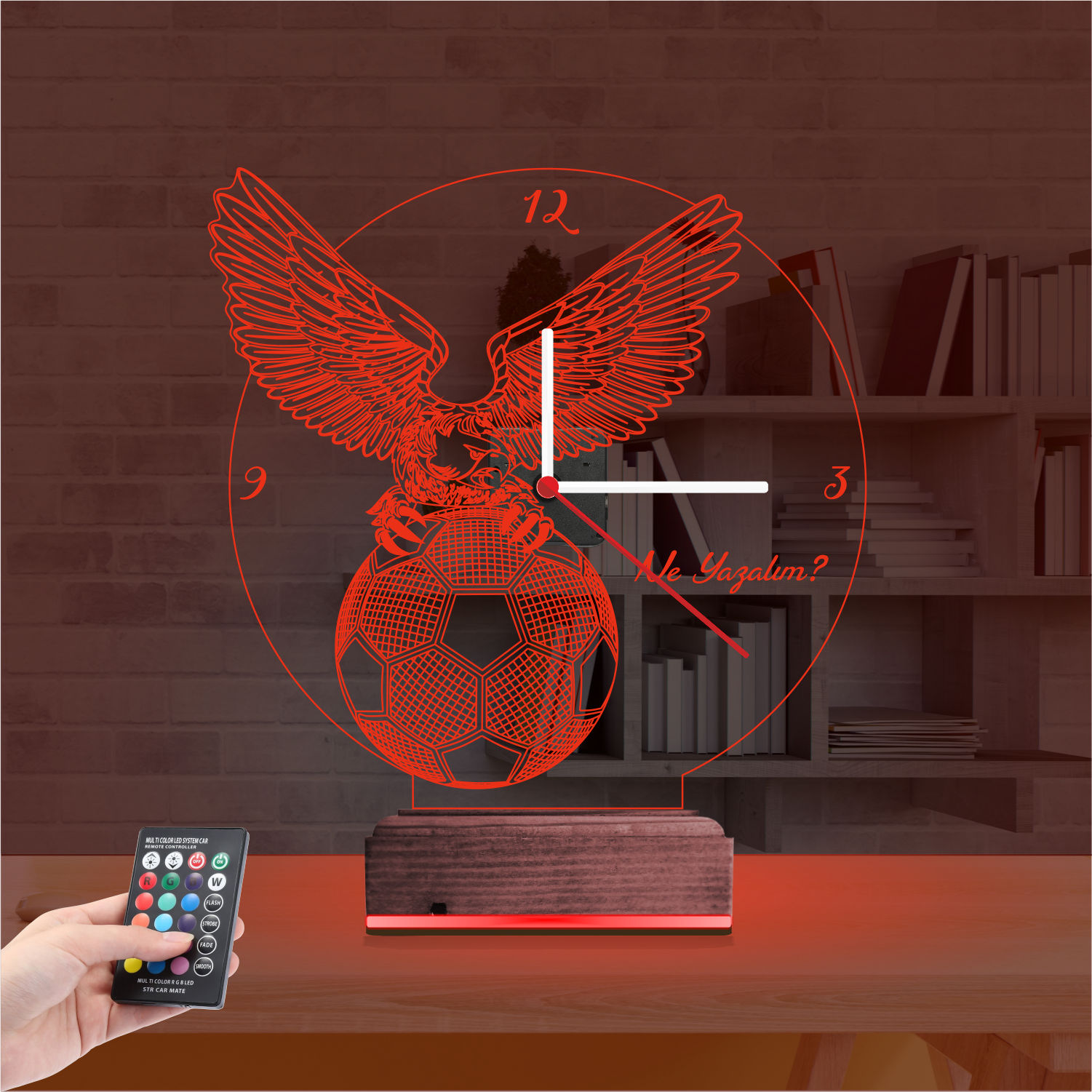 Именной 3D-светильник с часами «Футбольный Орел» 6