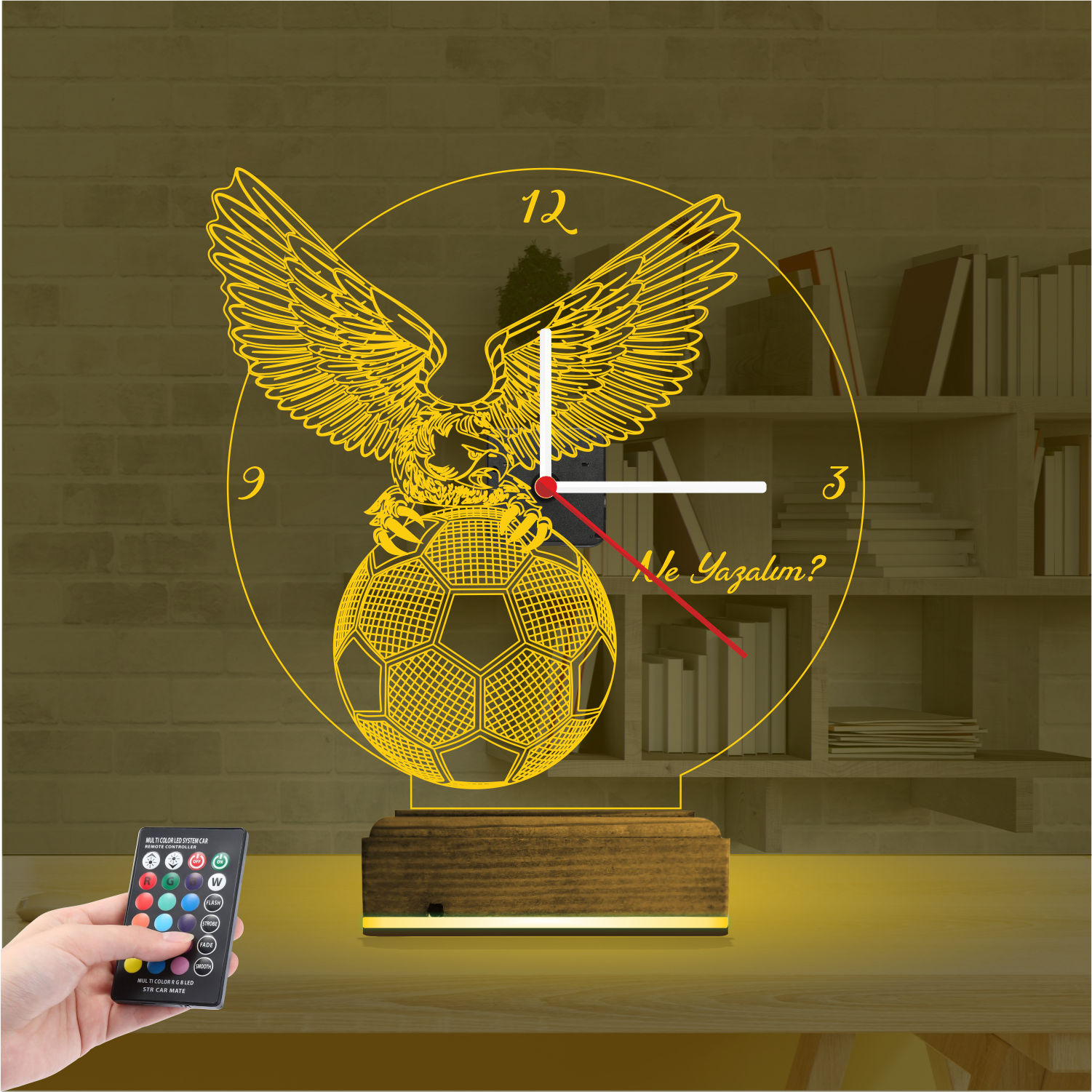 Именной 3D-светильник с часами «Футбольный Орел» 7