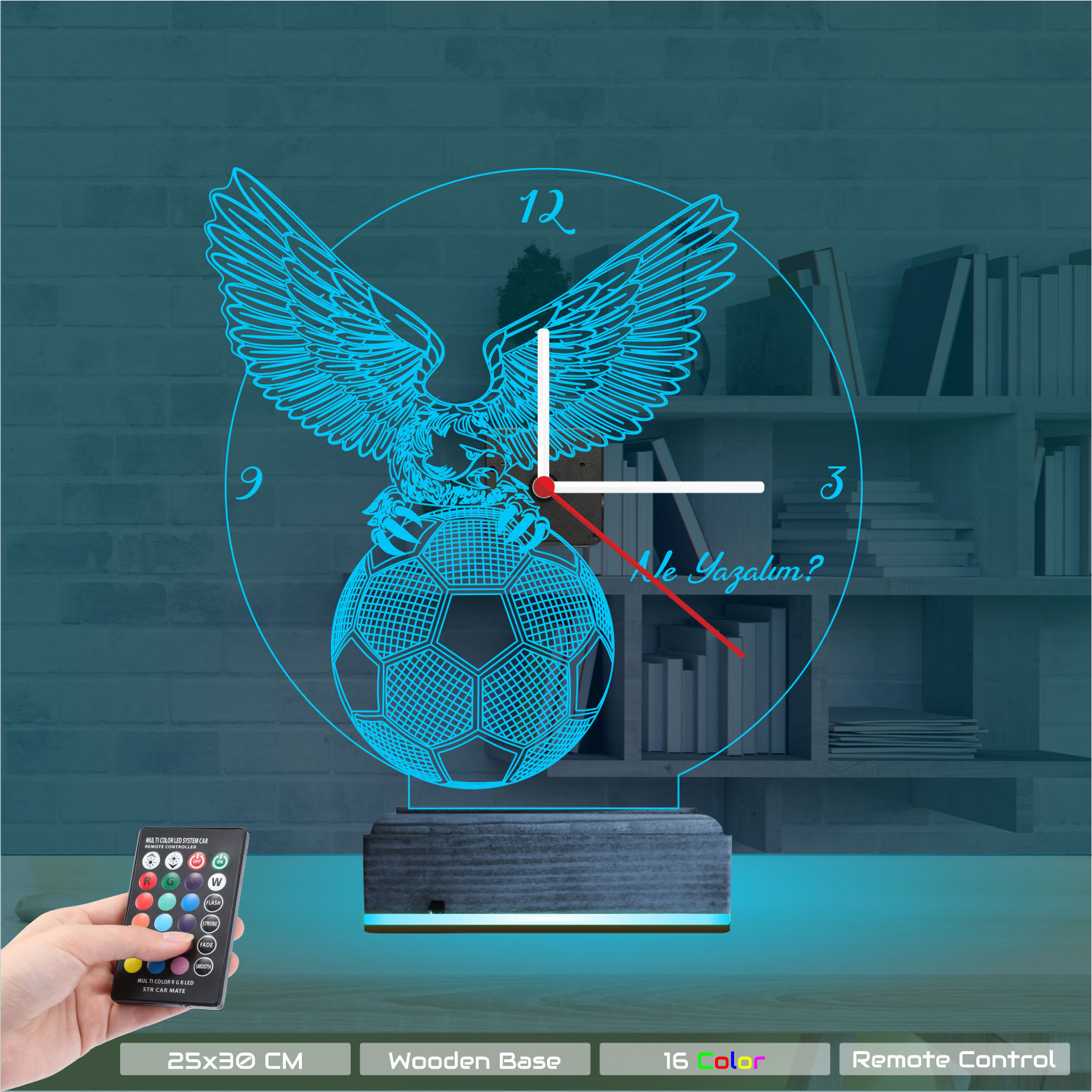 Именной 3D-светильник с часами «Футбольный Орел» 8