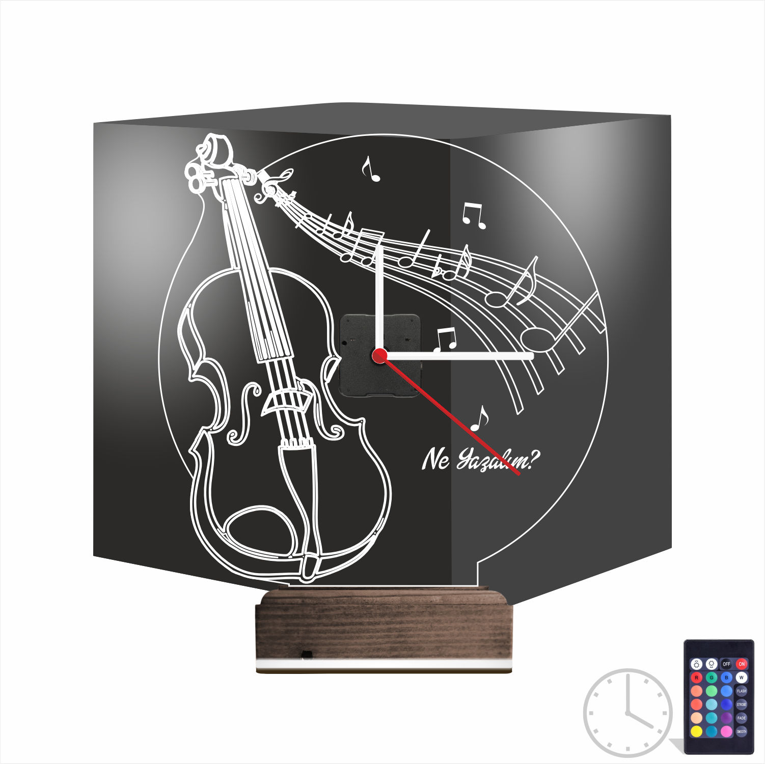 Именной подарок: скрипка с нотами и часами 3d светильник 9